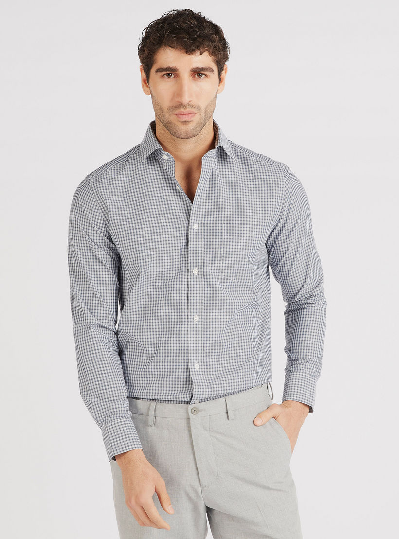 Checked Regular Fit Collared Shirt with Long Sleeves-men-clothing-shirts-image-1