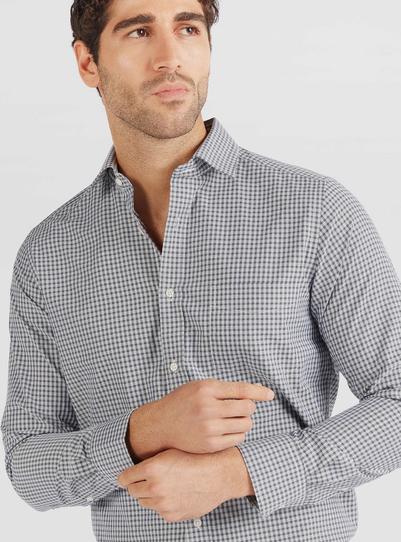 Checked Regular Fit Collared Shirt with Long Sleeves-men-clothing-shirts-image-3