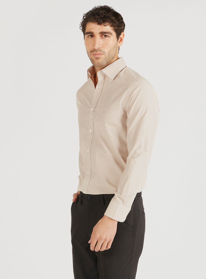 قميص رسمي كاروهات بأكمام طويلة وجيب على الصدر-men-clothing-shirts-image-1