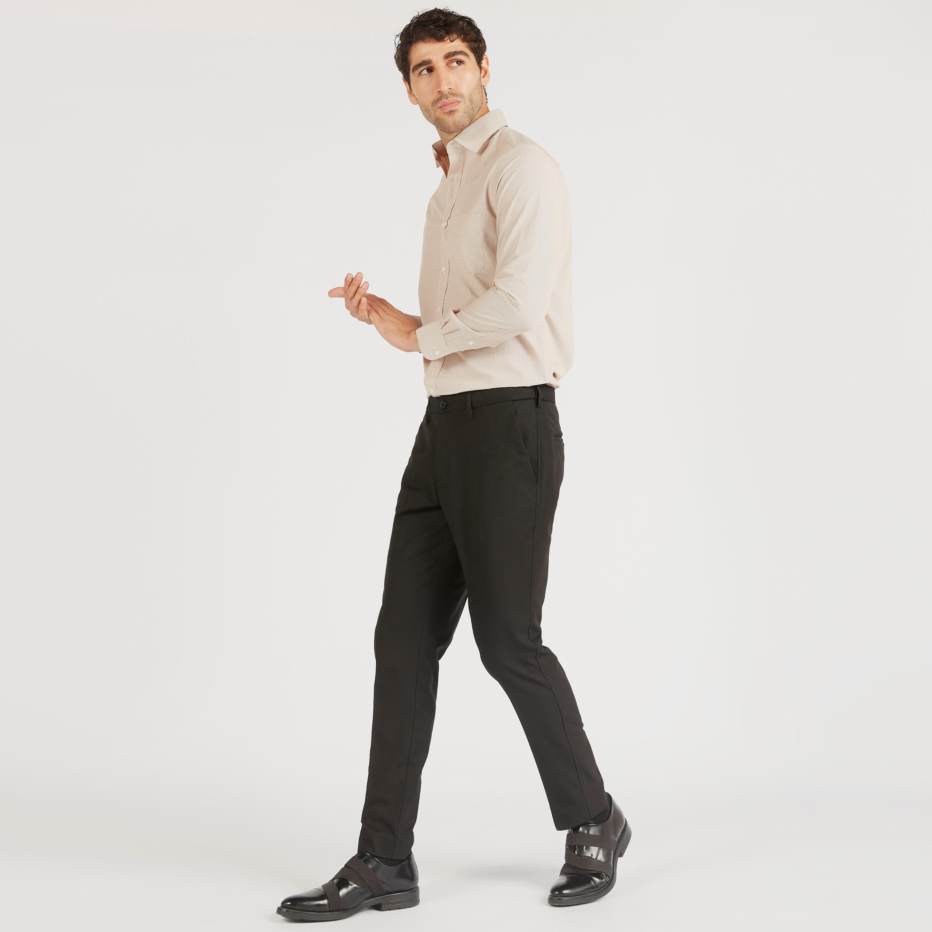 قميص رسمي كاروهات بأكمام طويلة وجيب على الصدر-men-clothing-shirts-image-2