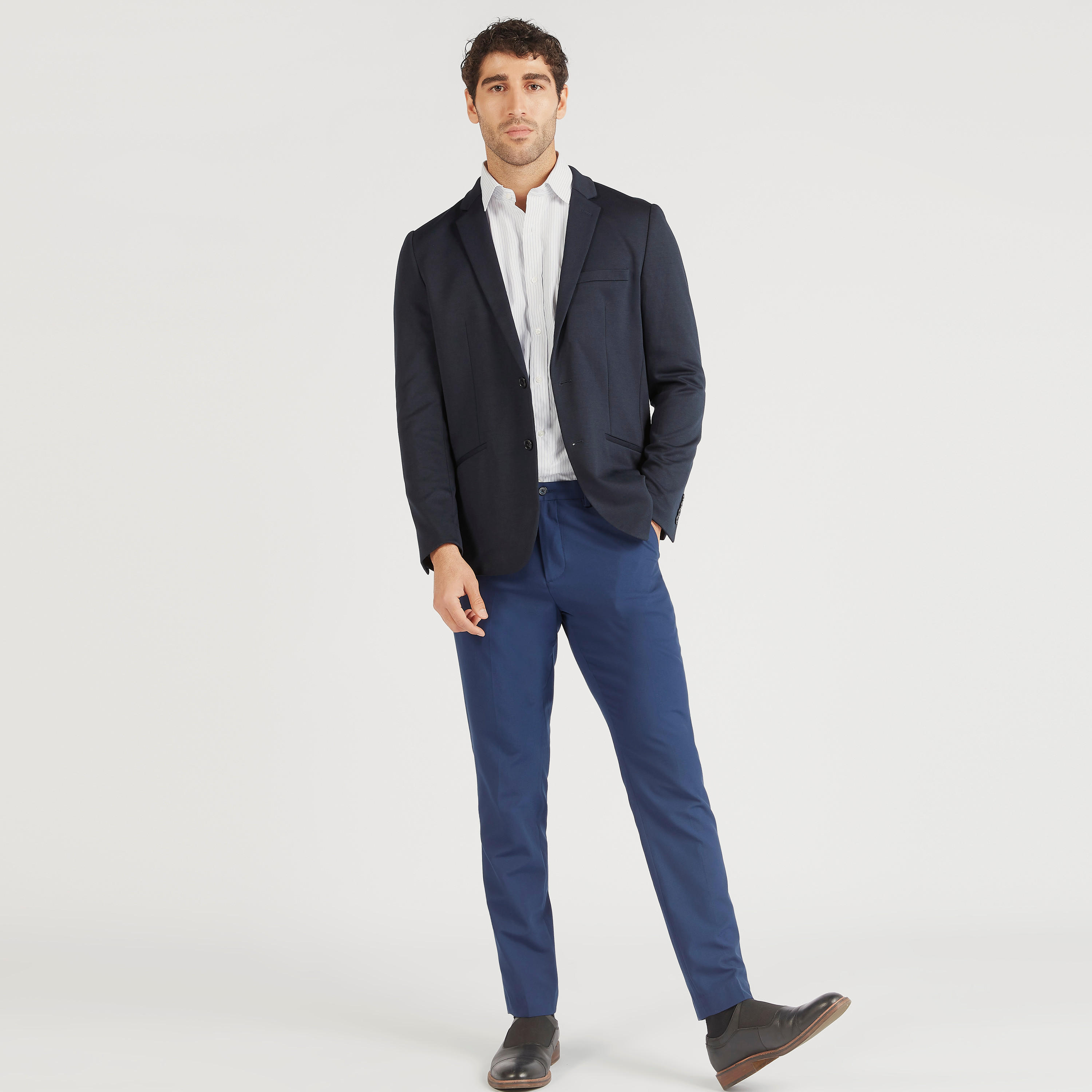 قميص رسمي مقلم بزر إغلاق وأكمام طويلة وجيب على الصدر-men-clothing-shirts-image-2