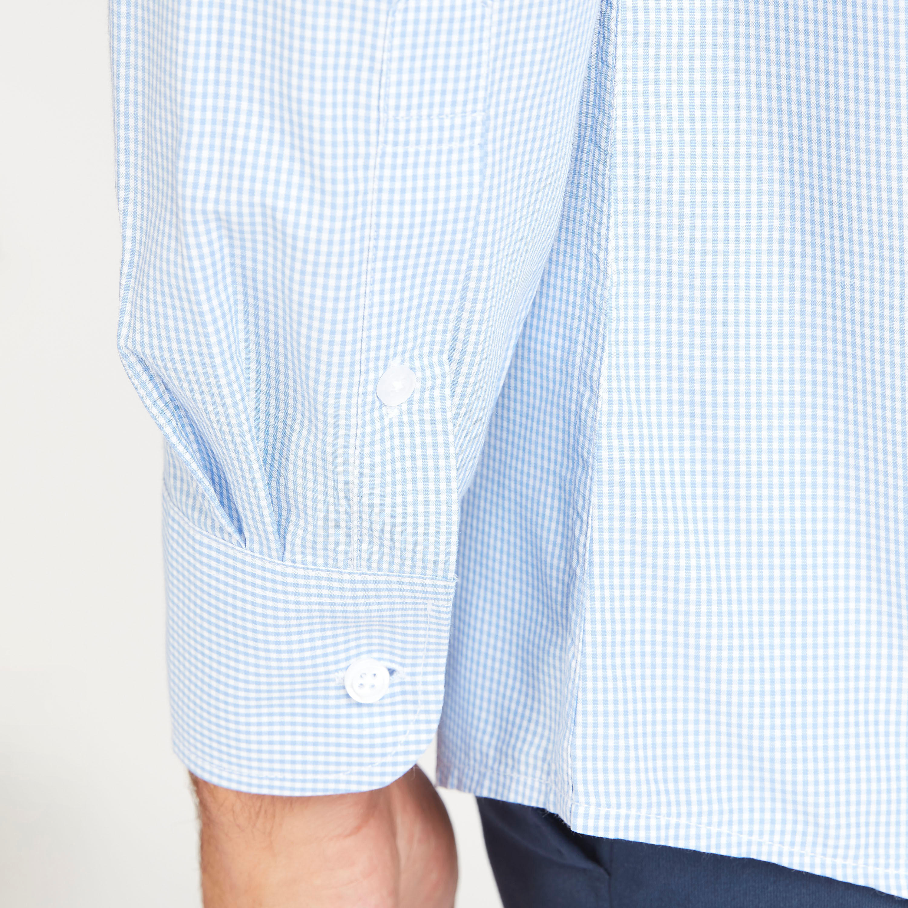 قميص كاروهات بزر سفلي وأكمام طويلة وجيب على الصدر-men-clothing-shirts-image-5