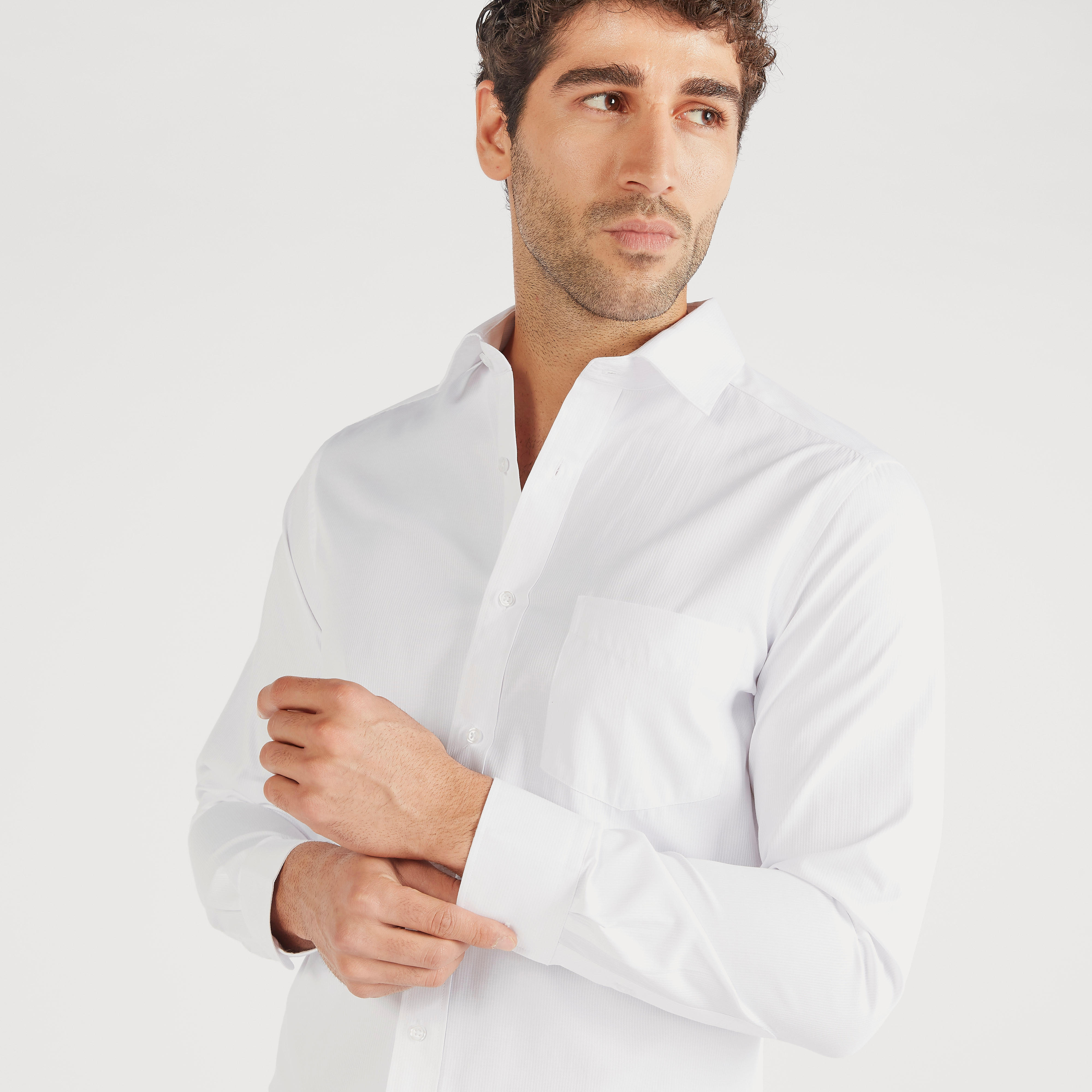 Solid Formal Shirt with Chest Pocket and Long Sleeves-men-clothing-shirts-image-3