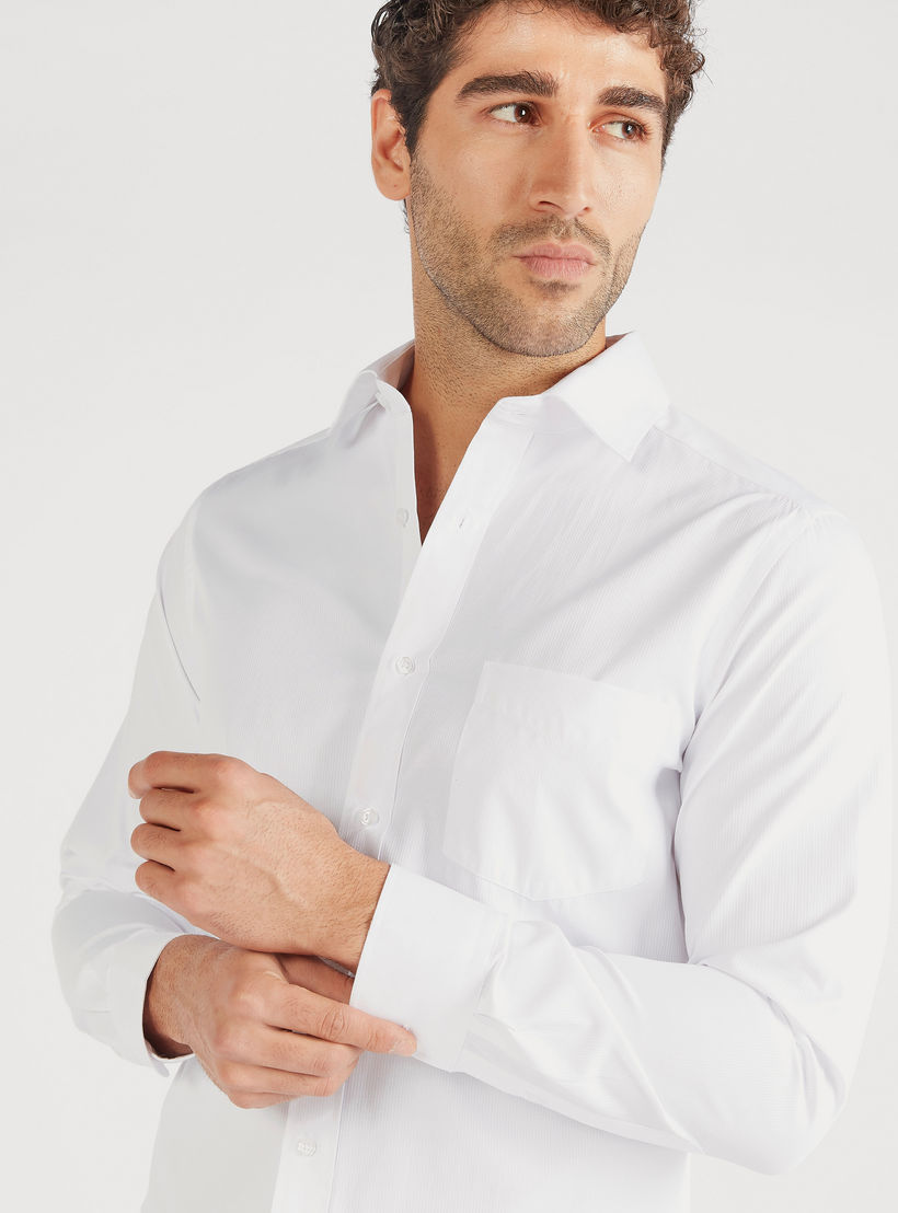 Solid Formal Shirt with Chest Pocket and Long Sleeves-men-clothing-shirts-image-3