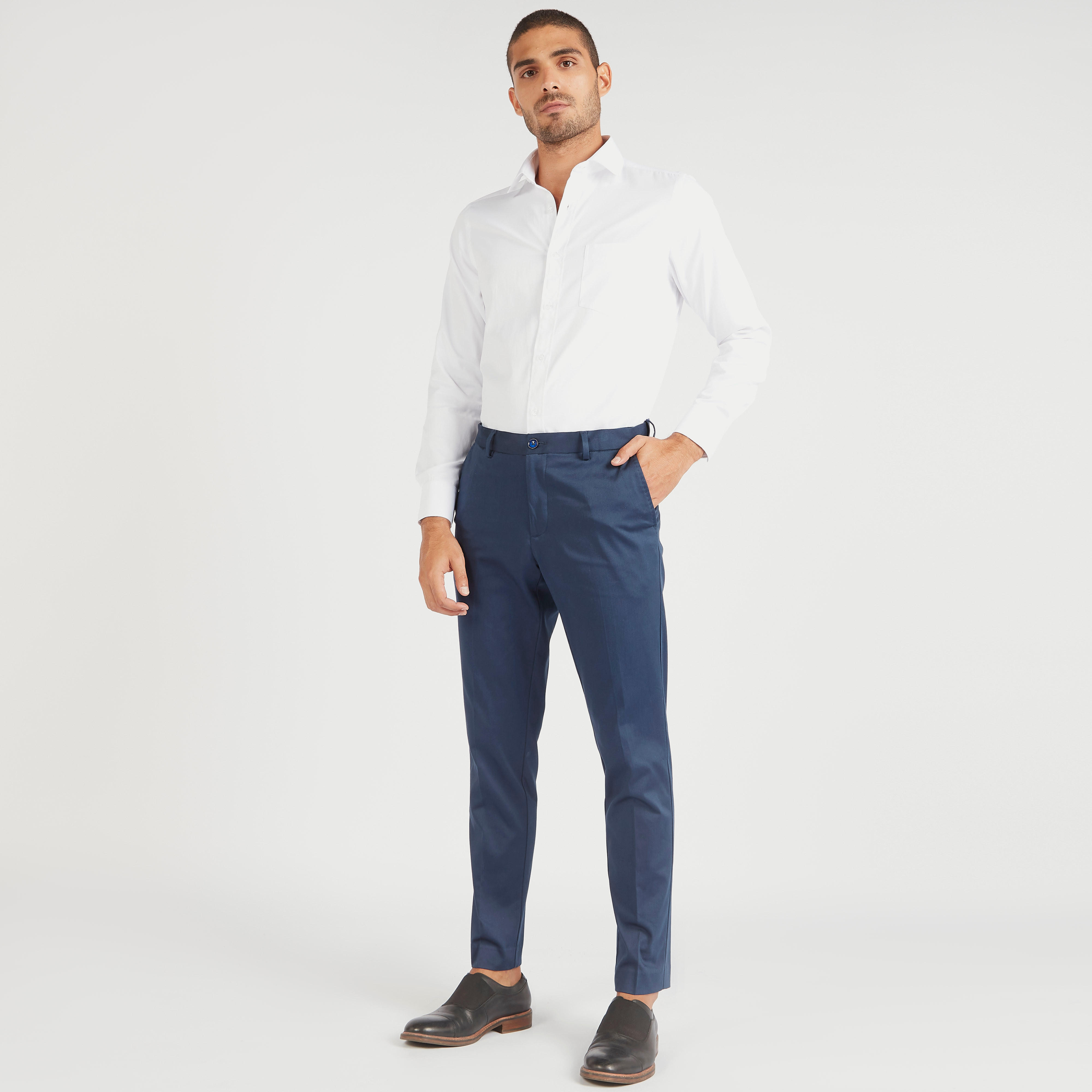 قميص رسمي سادة بأكمام طويلة وجيب على الصدر-men-clothing-shirts-image-2