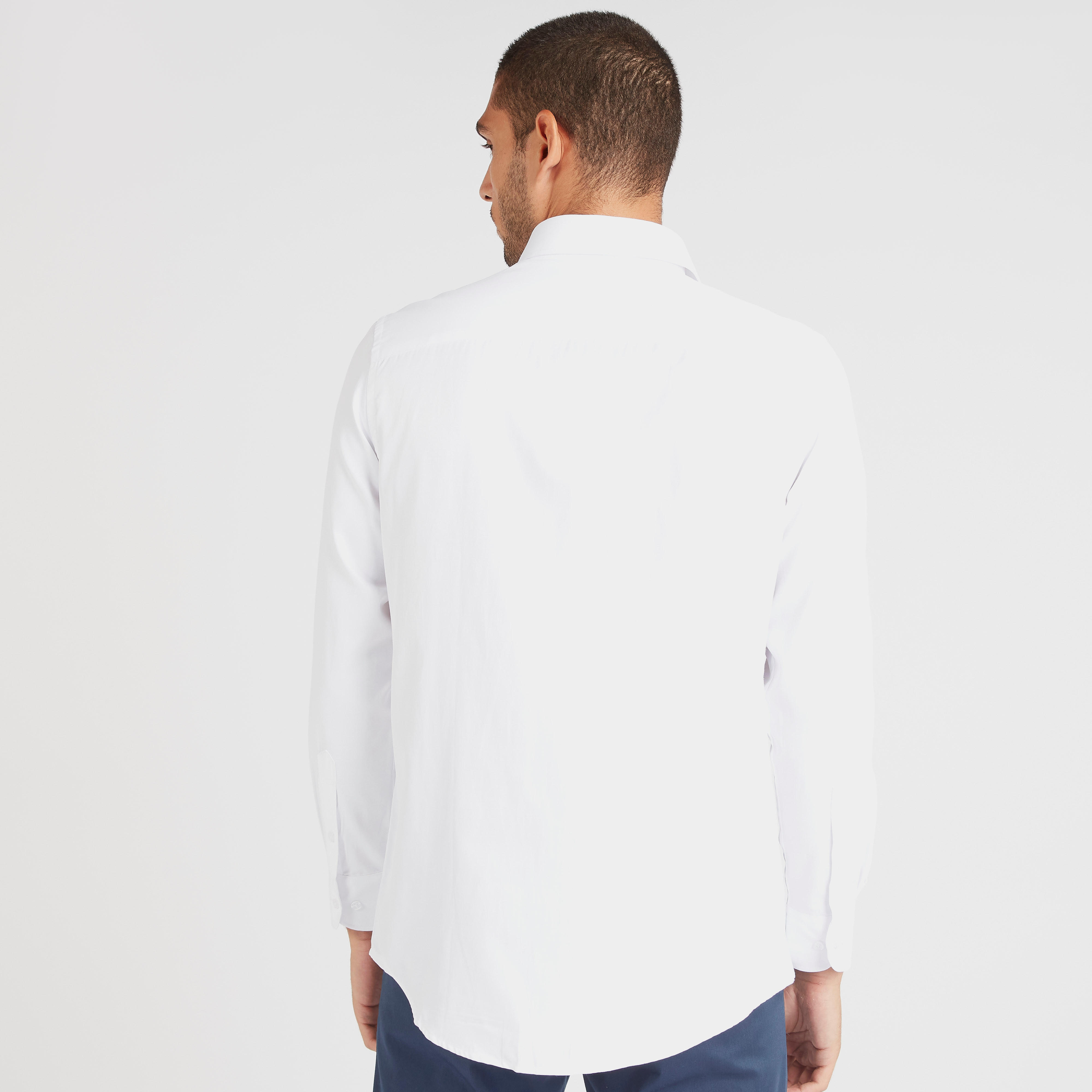 قميص رسمي سادة بأكمام طويلة وجيب على الصدر-men-clothing-shirts-image-4
