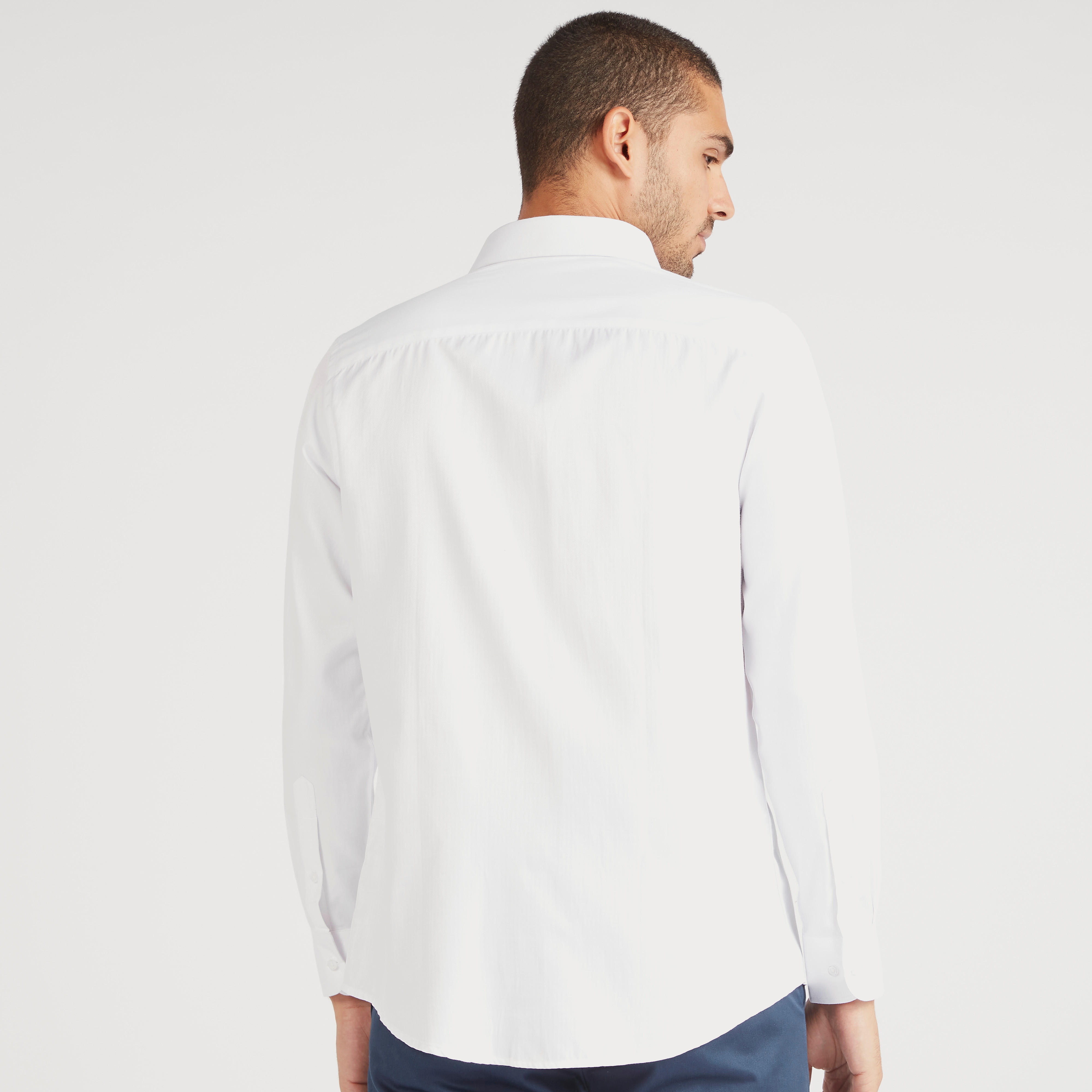 Solid Button Up Shirt with Long Sleeves and Chest Pocket-men-clothing-shirts-image-4