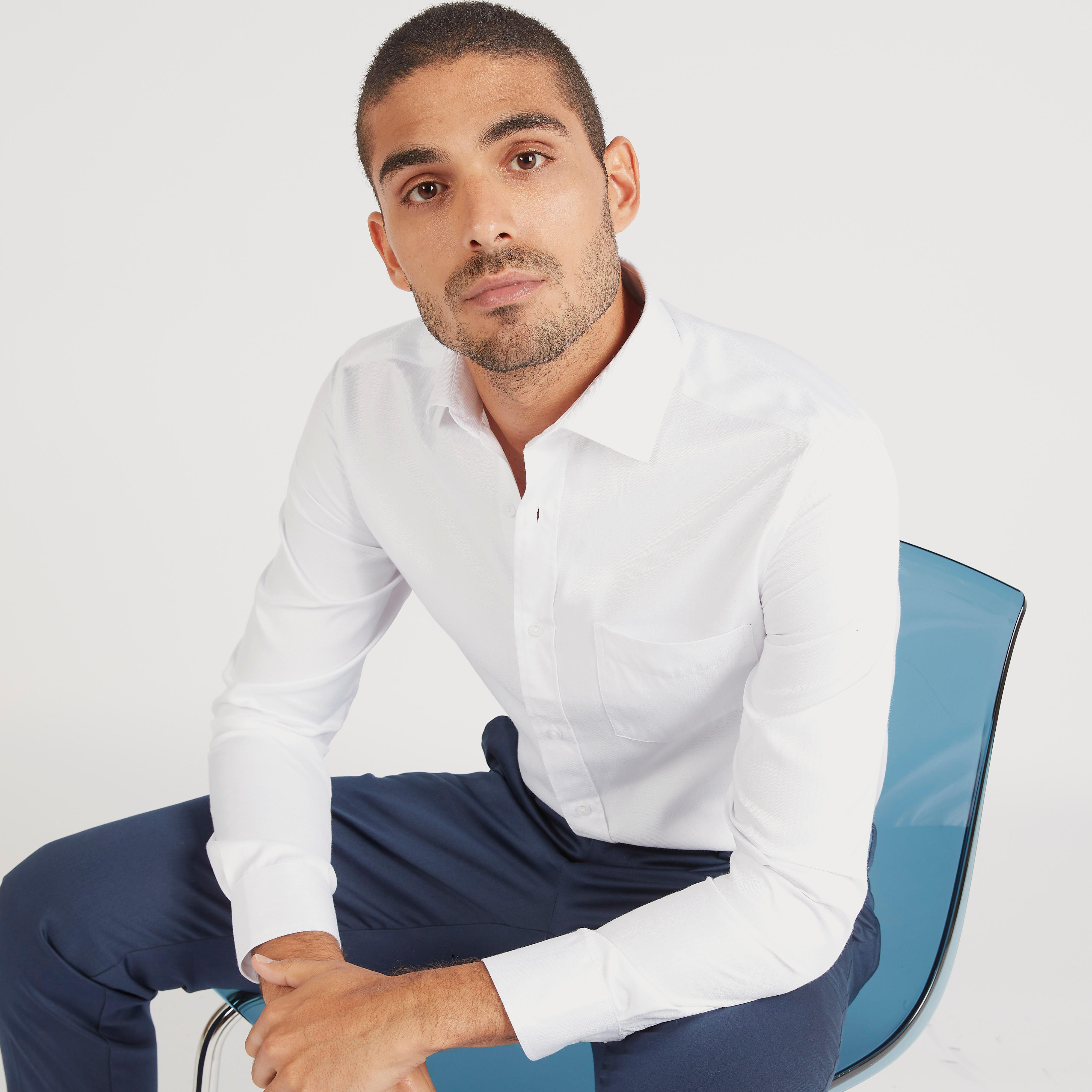 Solid Button Up Shirt with Long Sleeves and Chest Pocket-men-clothing-shirts-image-6