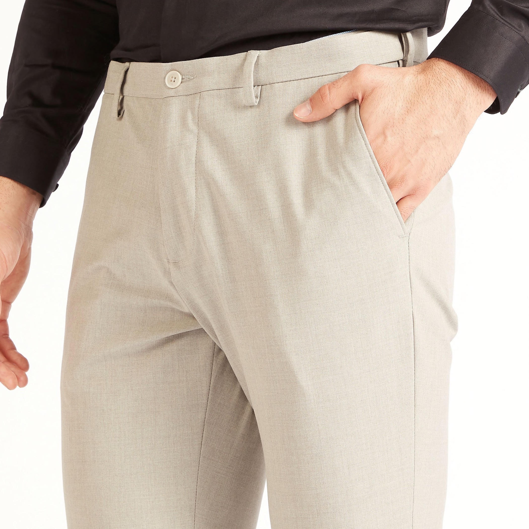بنطلون رسمي سادة بزر إغلاق وجيوب-men-clothing-bottoms-trousersandchinos-trousers-image-2