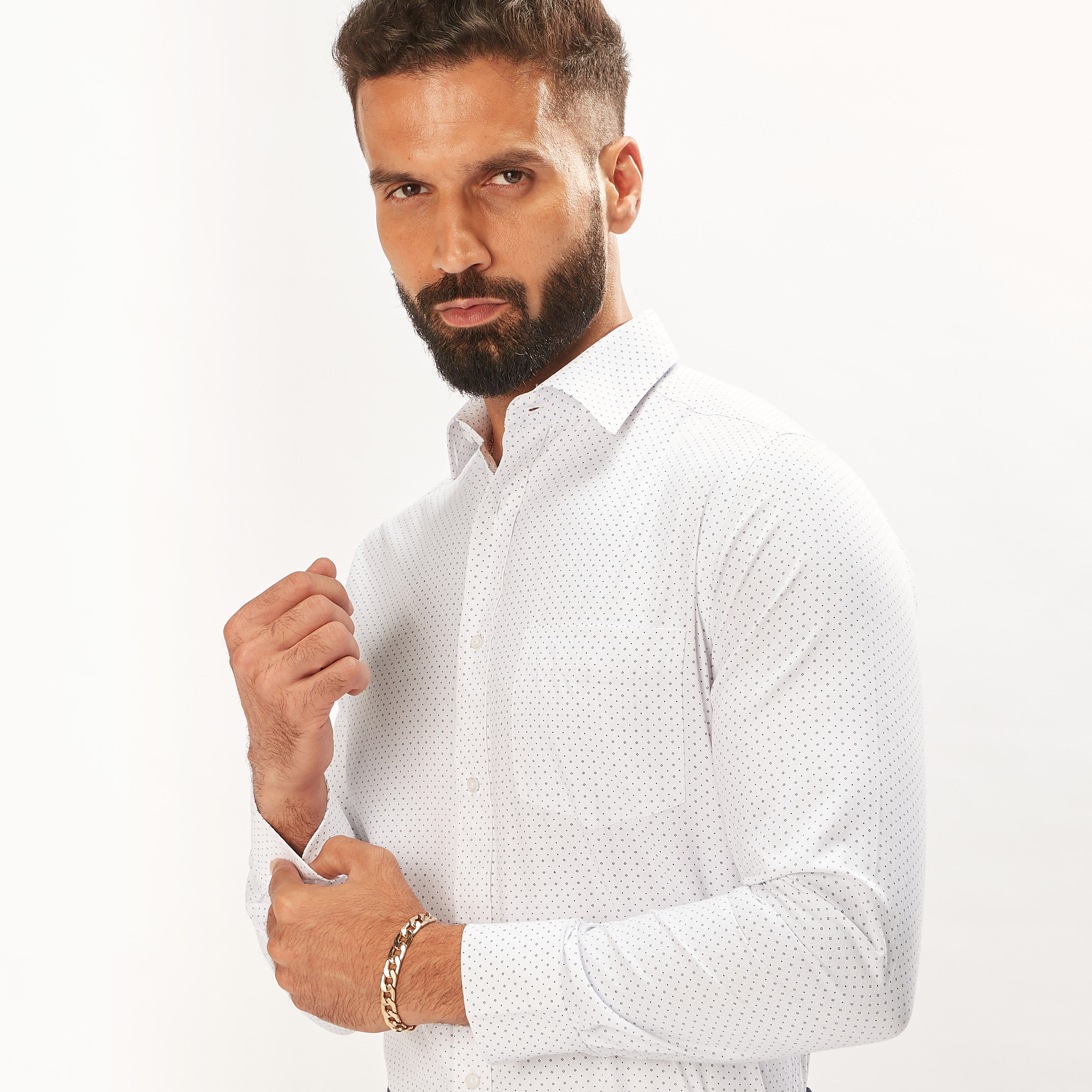 Printed Formal Shirt with Long Sleeves and Pocket-men-clothing-shirts-image-1