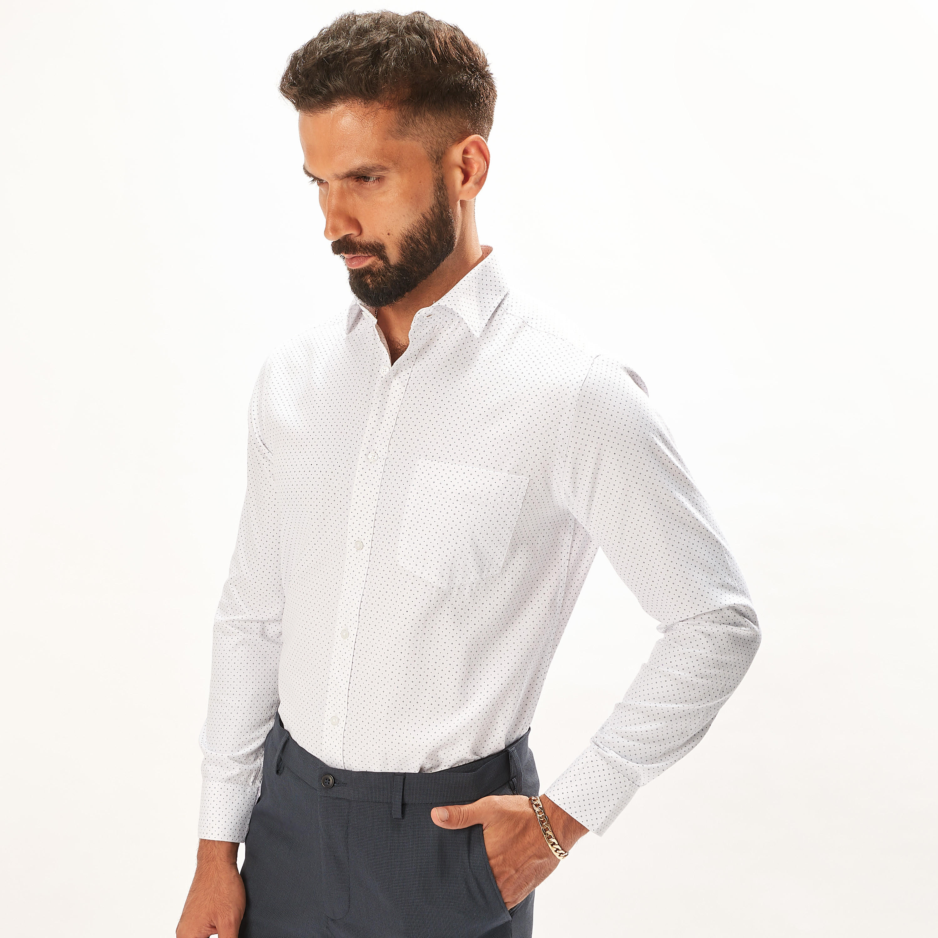 Printed Formal Shirt with Long Sleeves and Pocket-men-clothing-shirts-image-2
