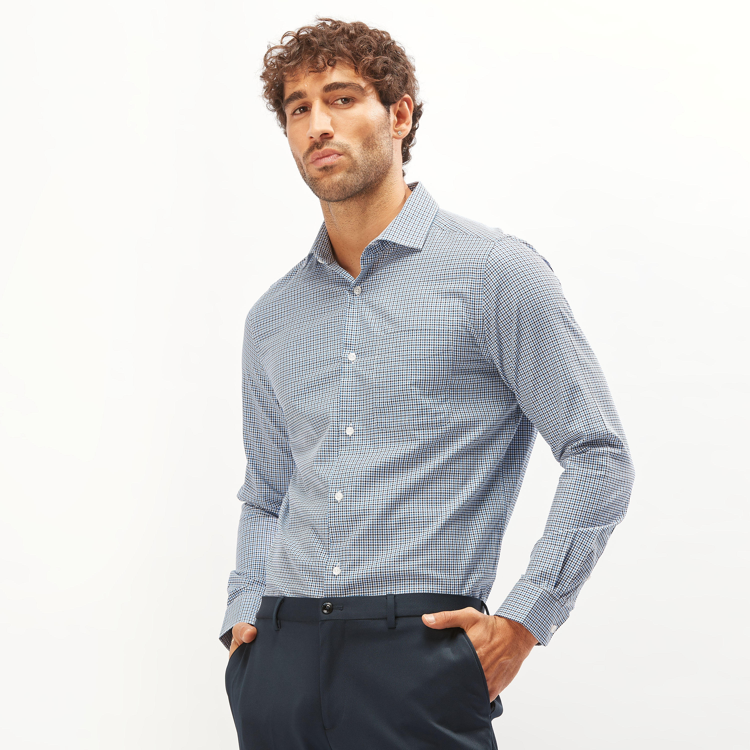 قميص رسمي بارز الملمس بأكمام طويلة وجيوب-men-clothing-shirts-image-1
