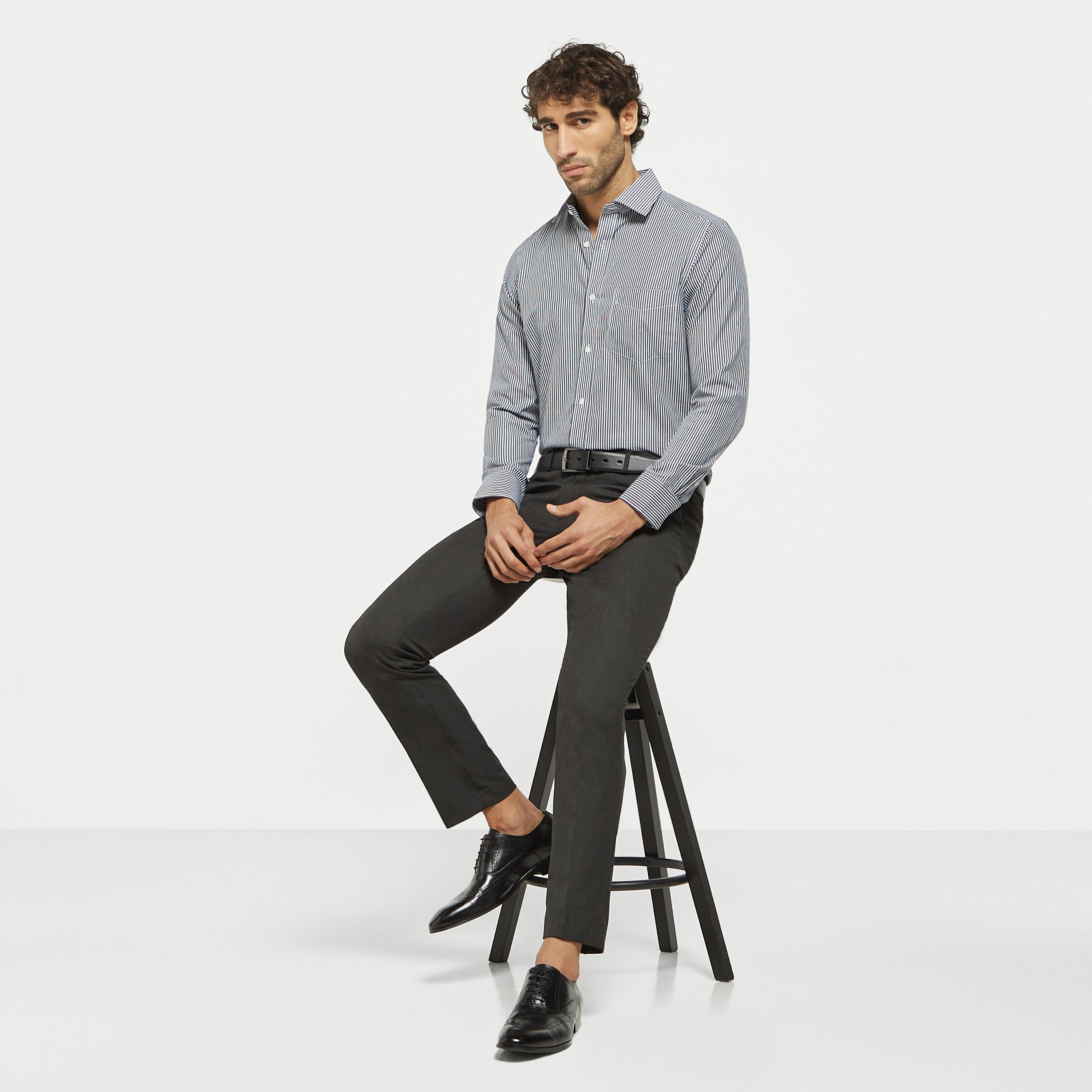 Infinity Striped Shirt with Spread Collar and Chest Pocket-men-clothing-shirts-image-10