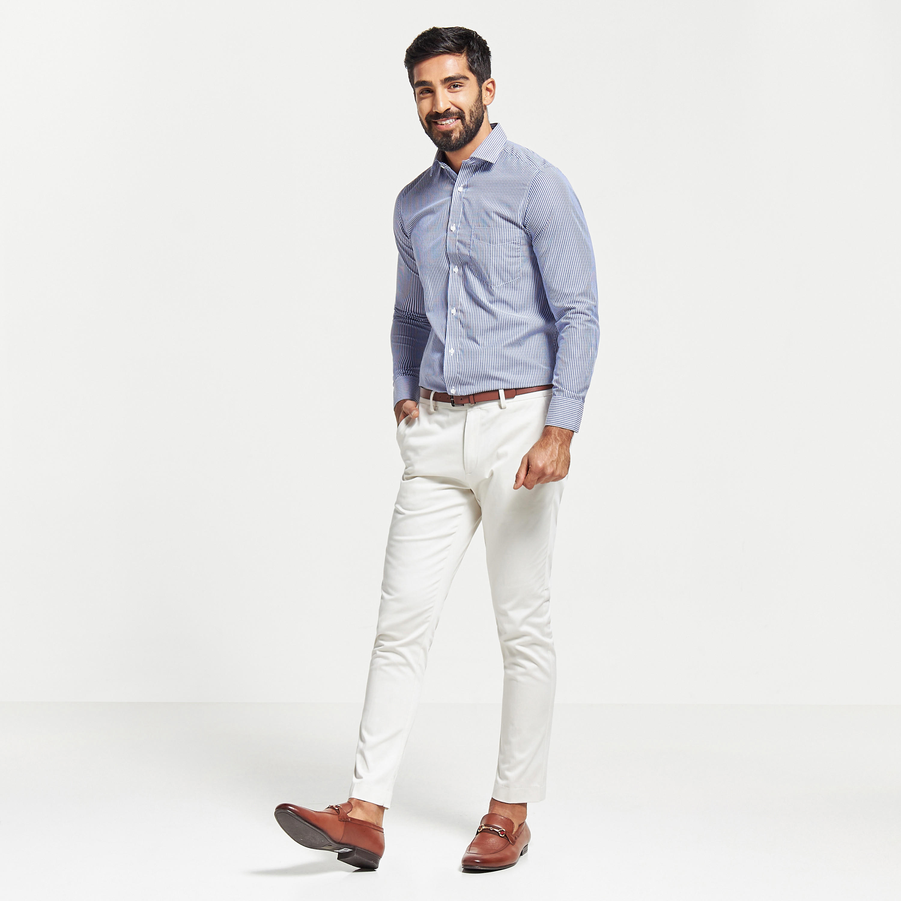 Infinity Striped Shirt with Spread Collar and Chest Pocket-men-clothing-shirts-image-2