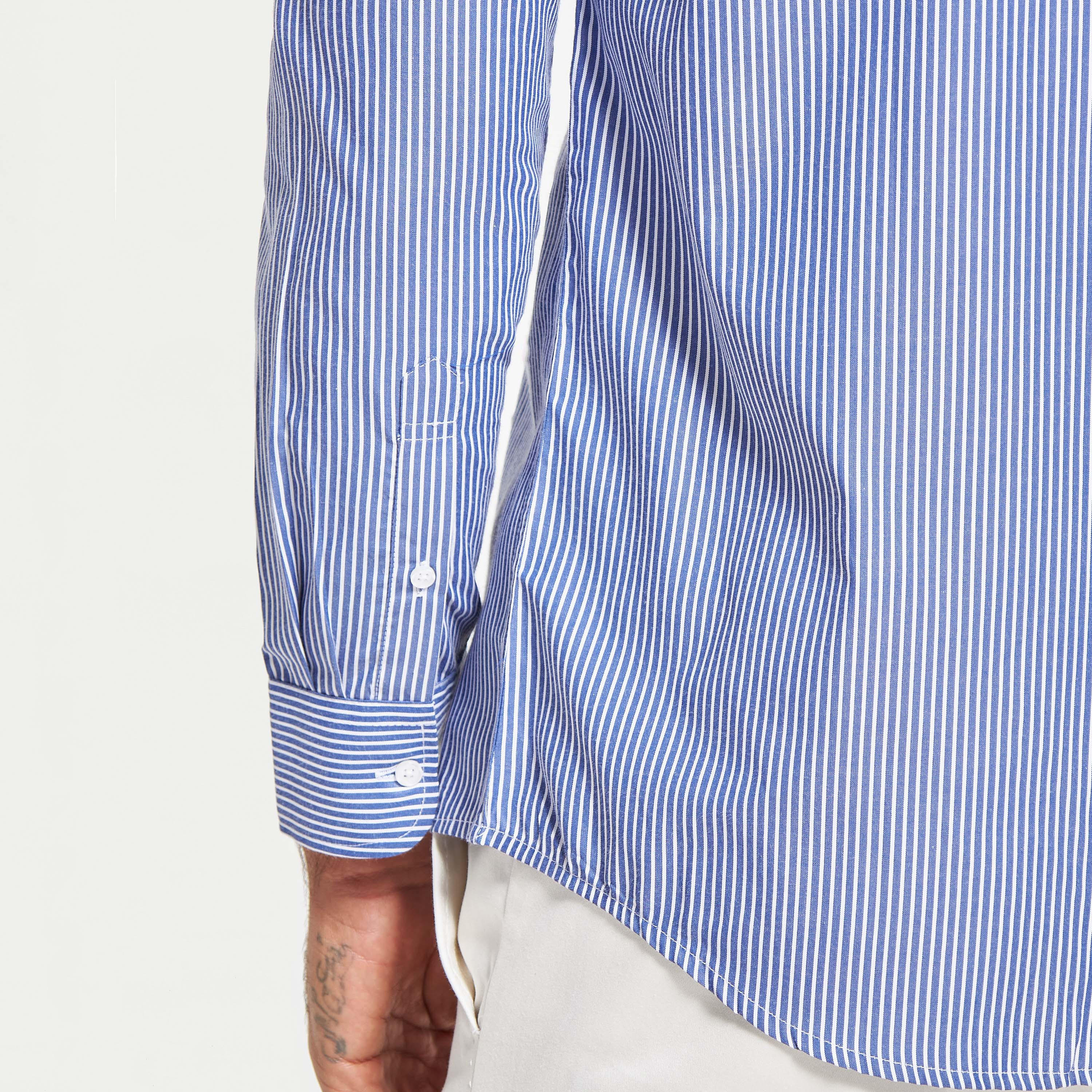 Infinity Striped Shirt with Spread Collar and Chest Pocket-men-clothing-shirts-image-4