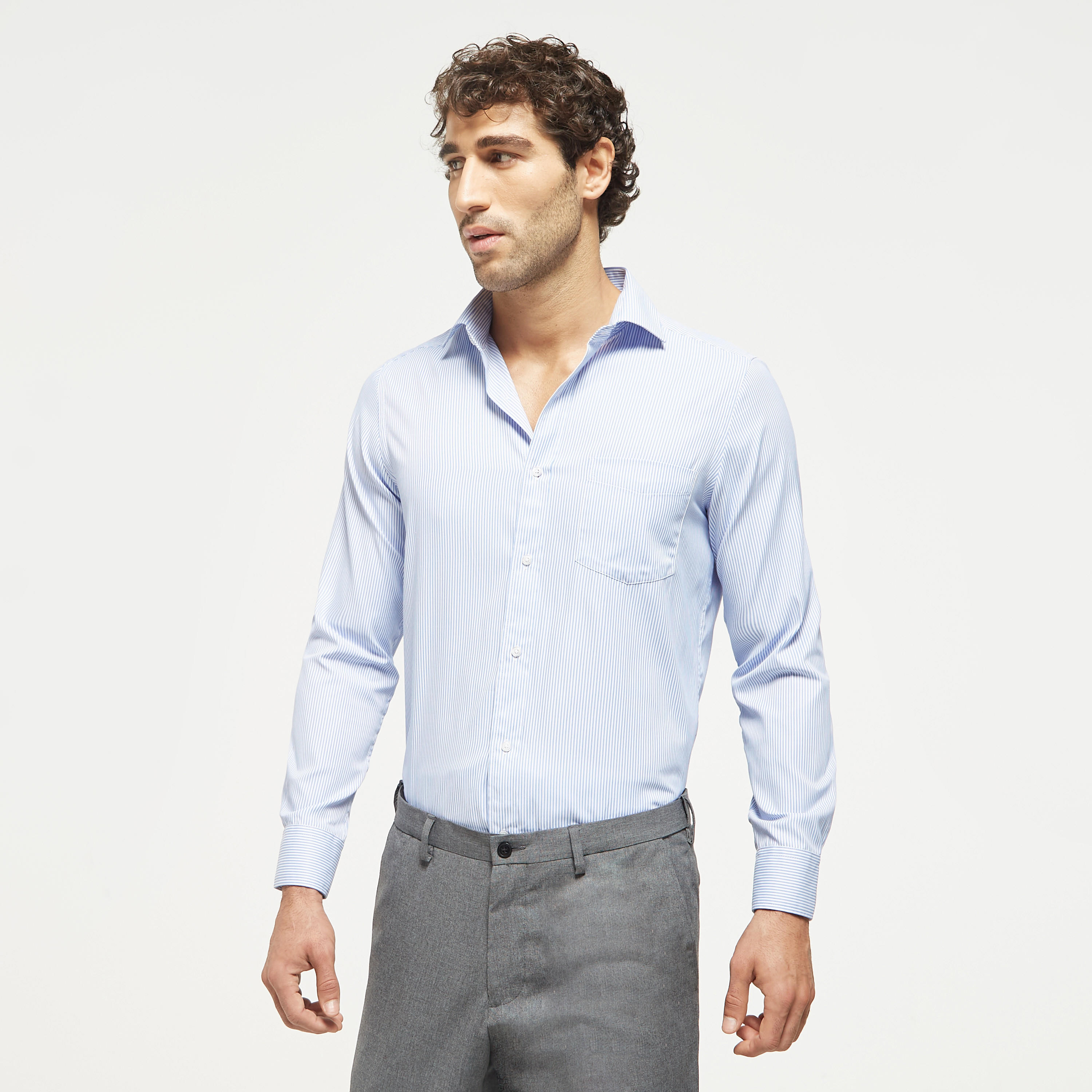 Infinity Striped Shirt with Spread Collar and Chest Pocket-men-clothing-shirts-image-5