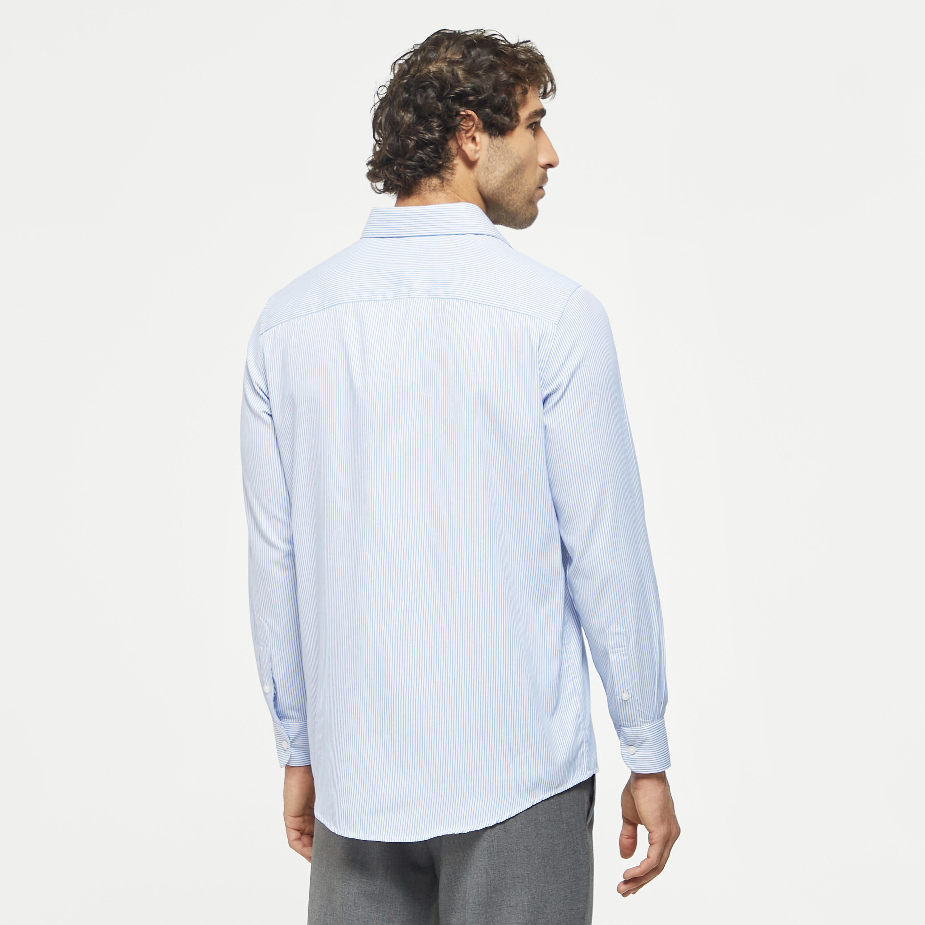 Infinity Striped Shirt with Spread Collar and Chest Pocket-men-clothing-shirts-image-7