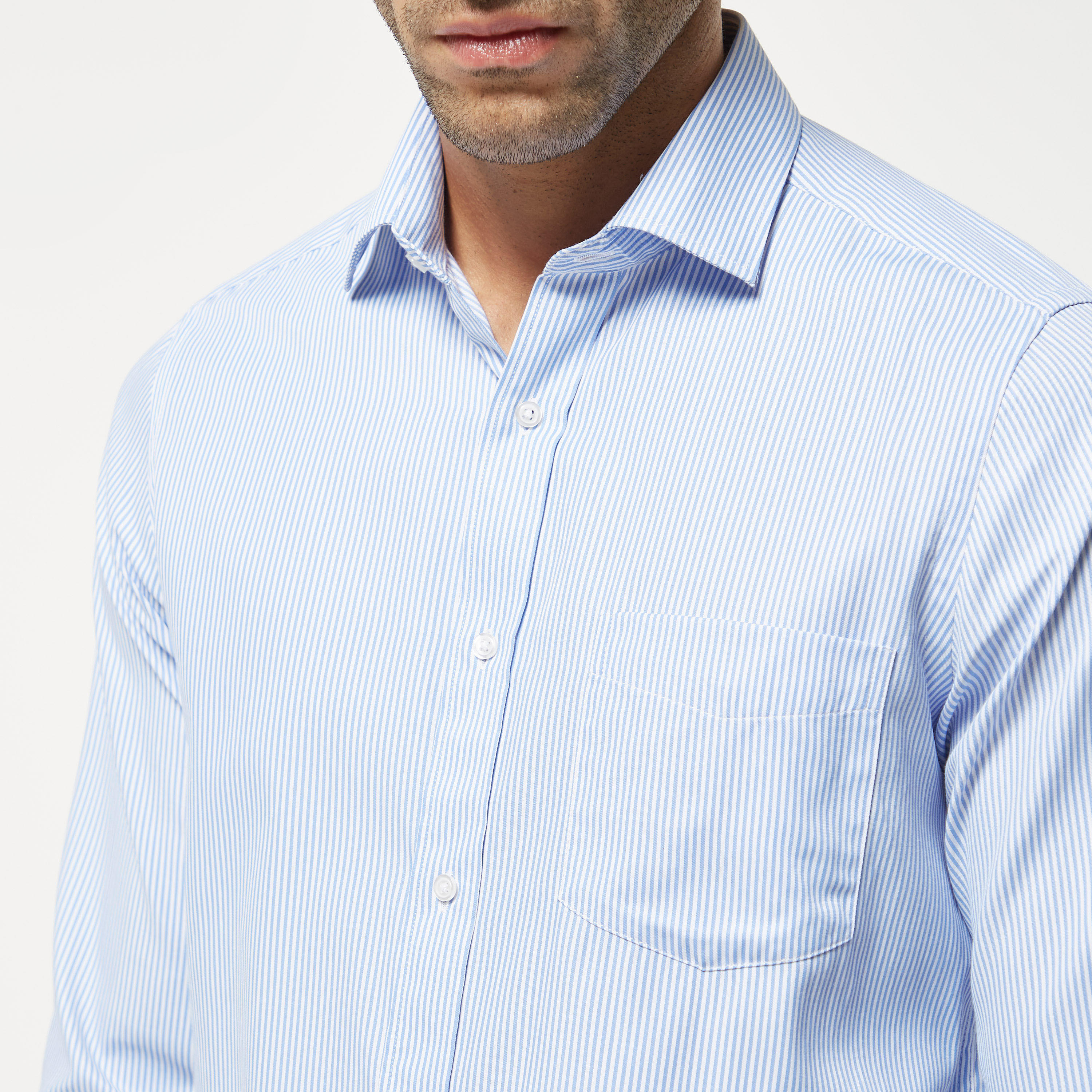 Infinity Striped Shirt with Spread Collar and Chest Pocket-men-clothing-shirts-image-8