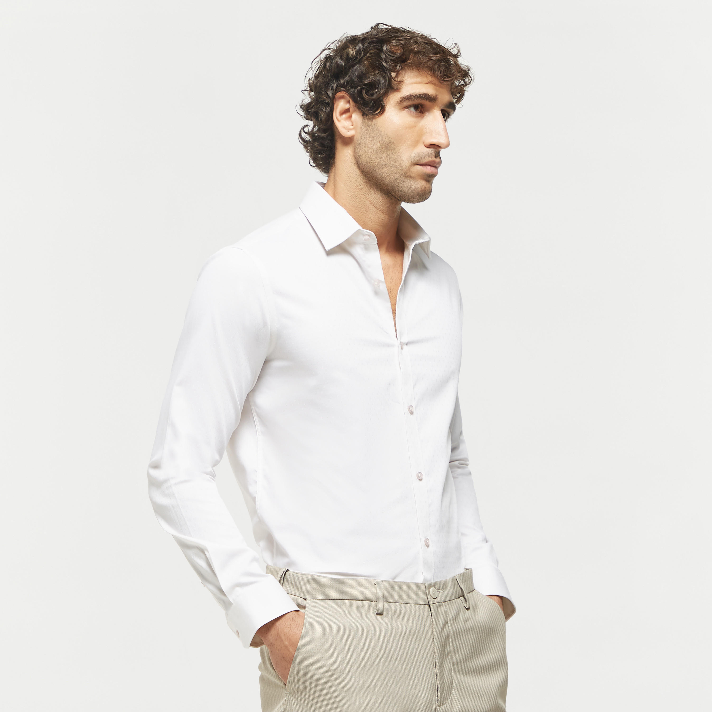 Textured Shirt with Spread Collar and Long Sleeves-men-clothing-shirts-image-1