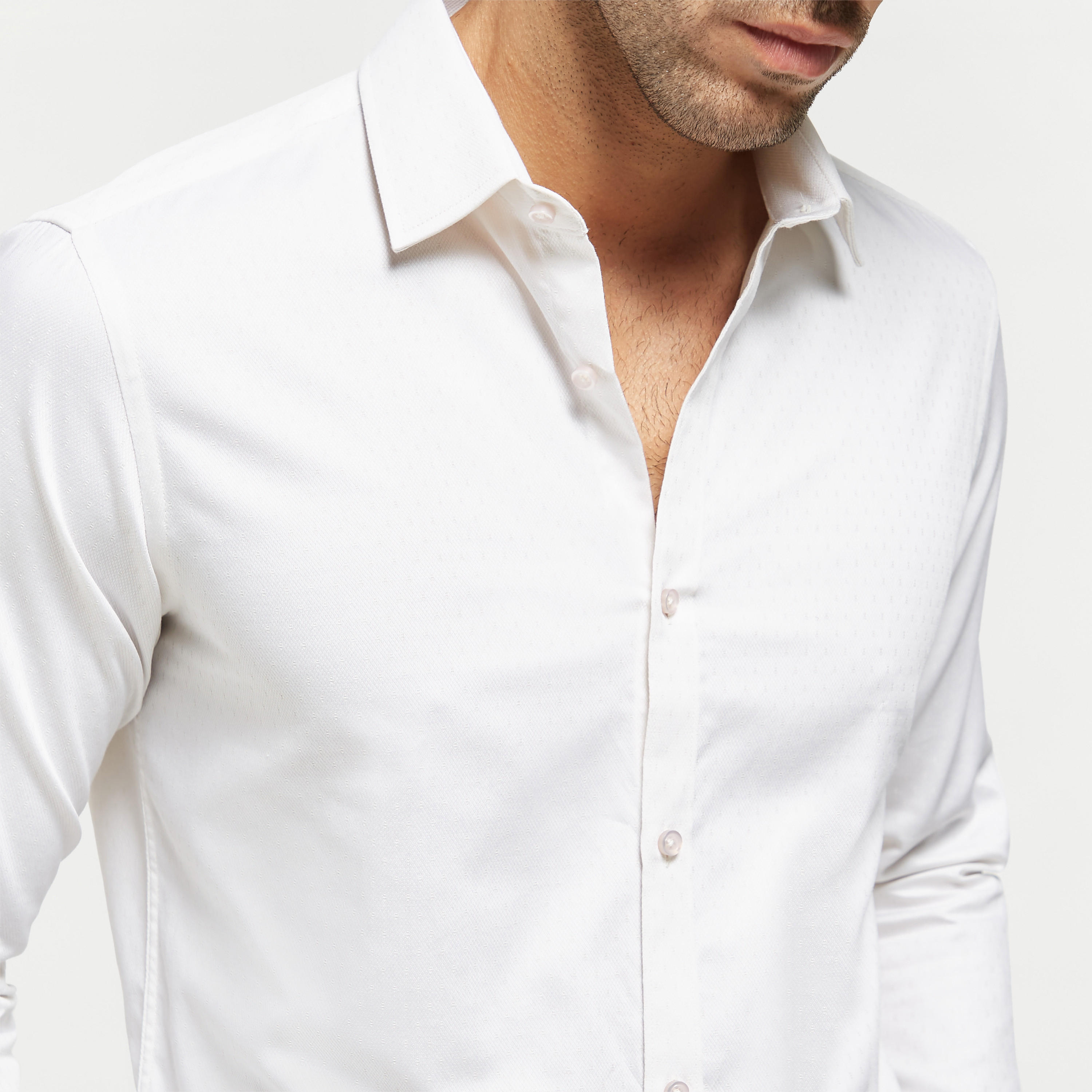 Textured Shirt with Spread Collar and Long Sleeves-men-clothing-shirts-image-4