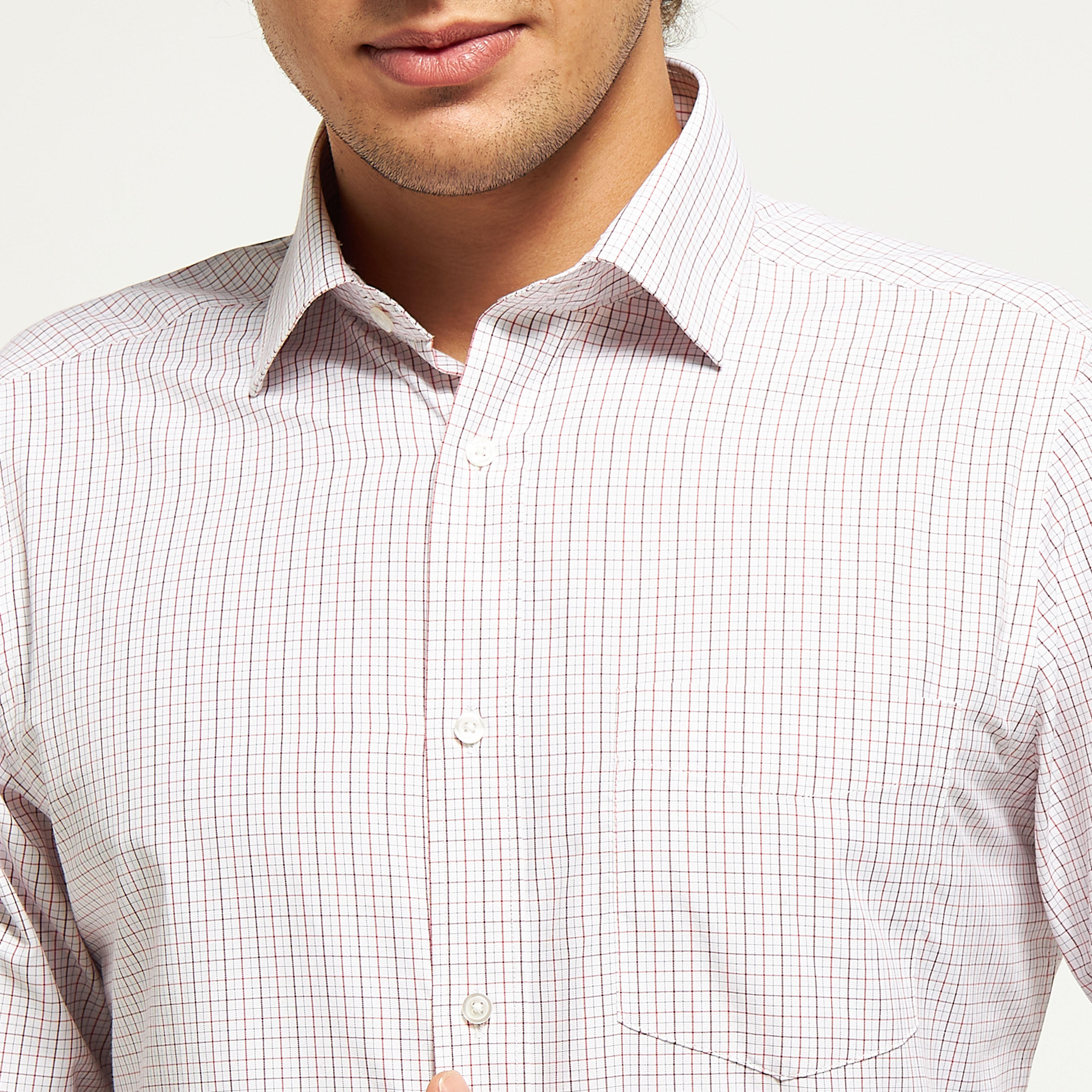قميص رسمي كاروهات سهل الكي بأكمام طويلة وجيوب-men-clothing-shirts-image-3