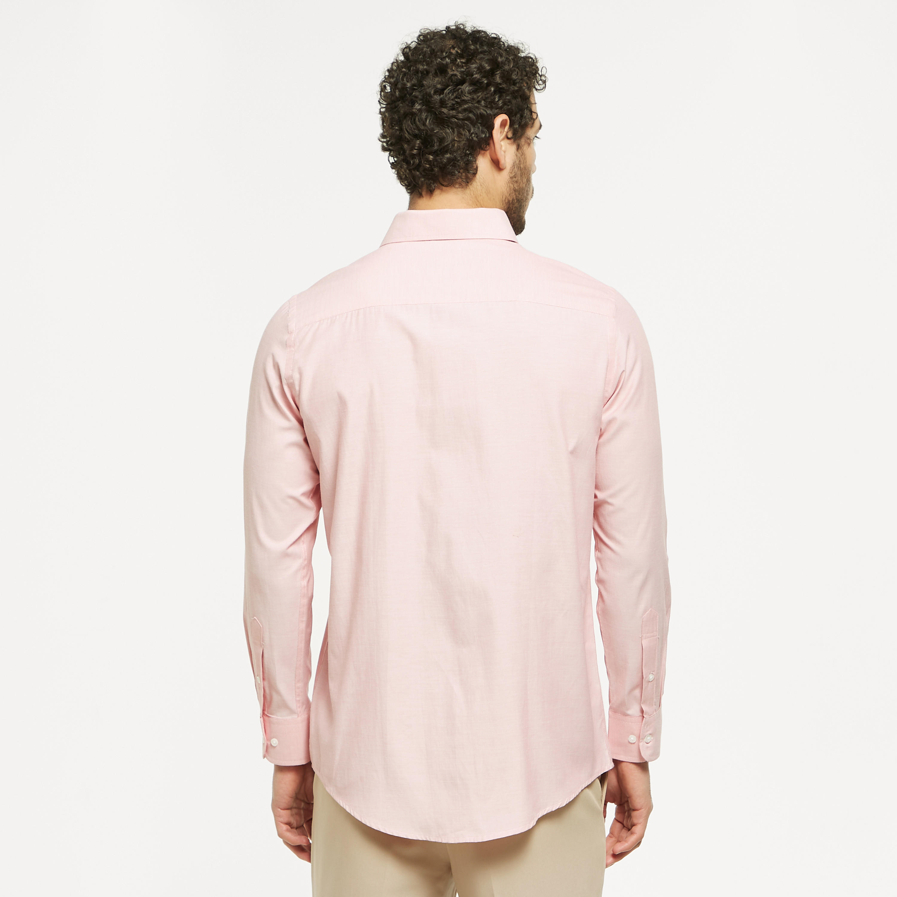 قميص رسمي سادة سهل الكي بأكمام طويلة وجيب على الصدر-men-clothing-shirts-image-3