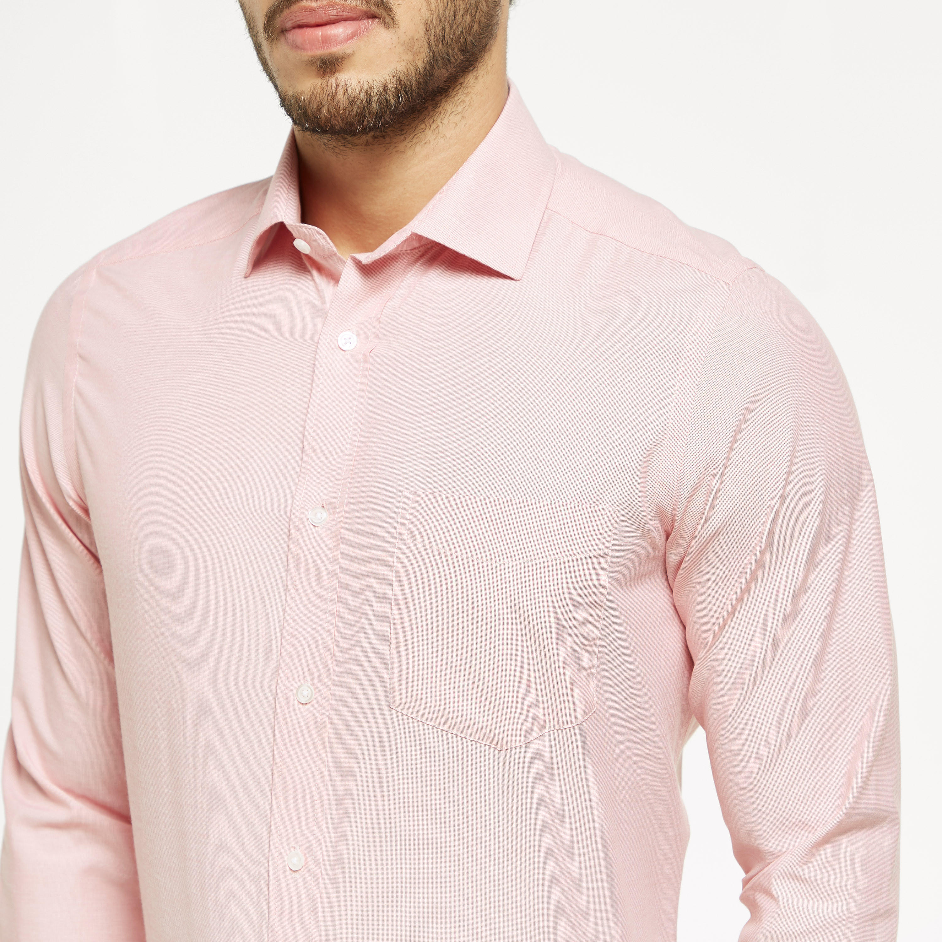 قميص رسمي سادة سهل الكي بأكمام طويلة وجيب على الصدر-men-clothing-shirts-image-4