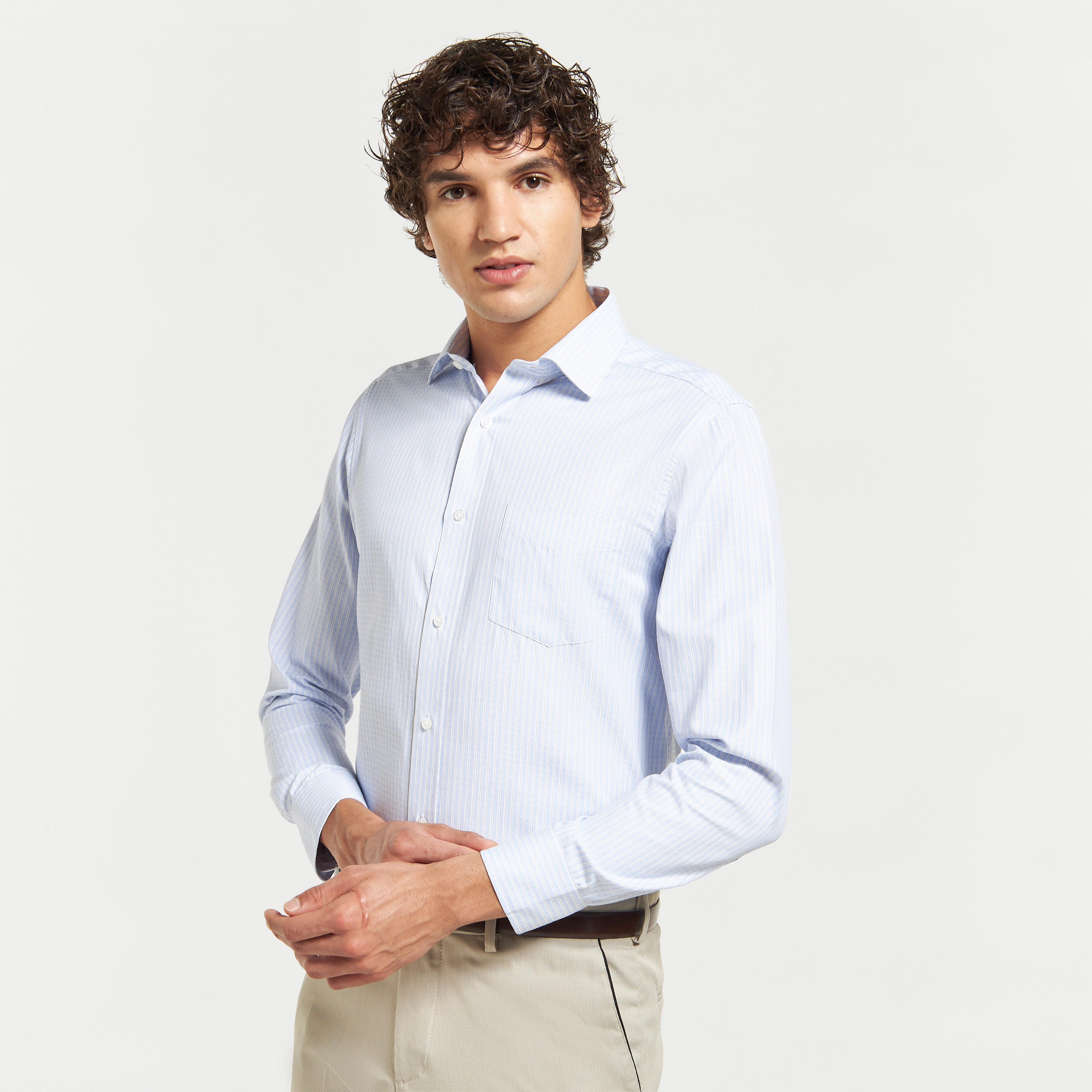 Infinity Striped Shirt with Spread Collar and Chest Pocket-men-clothing-shirts-image-13