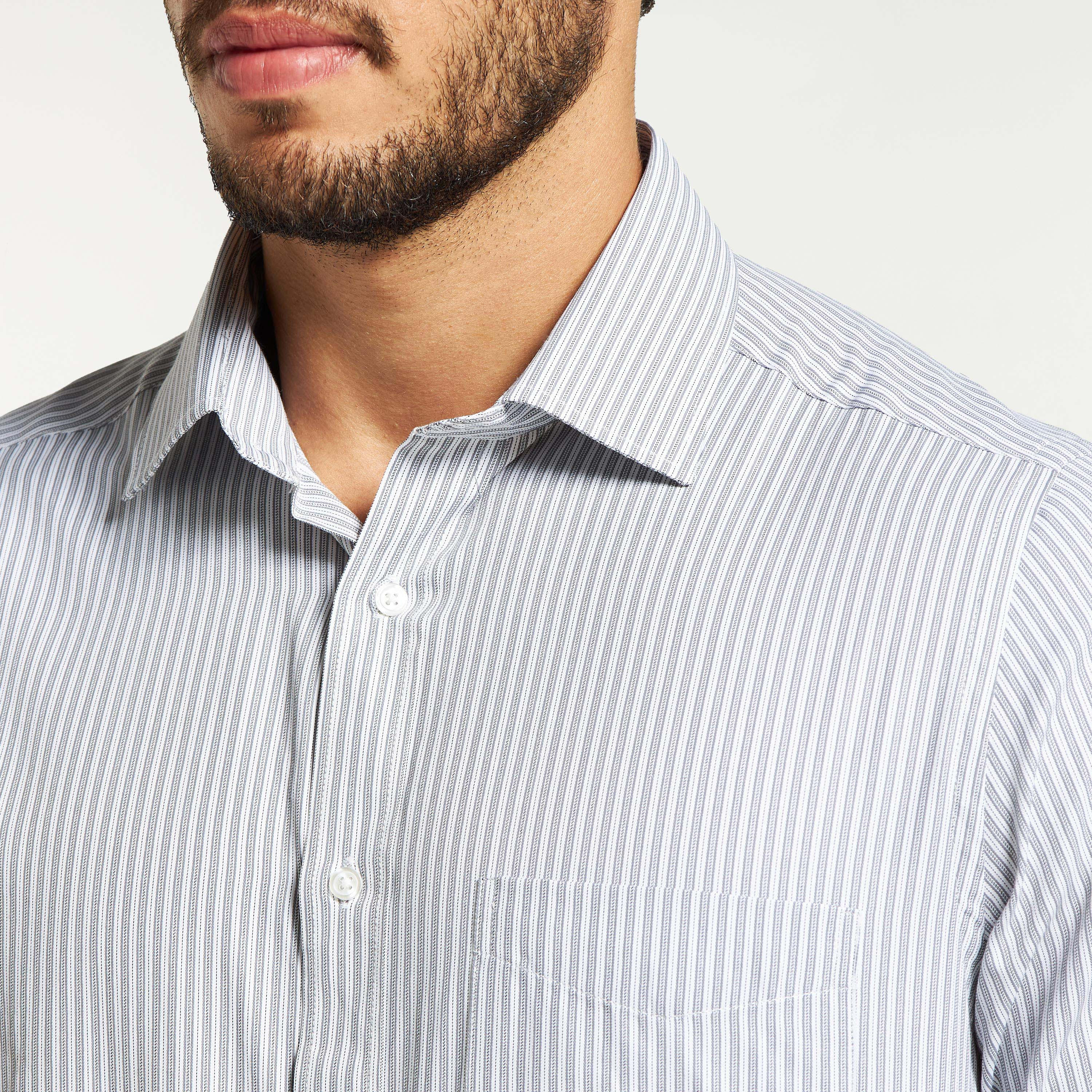 Infinity Striped Shirt with Spread Collar and Chest Pocket-men-clothing-shirts-image-24