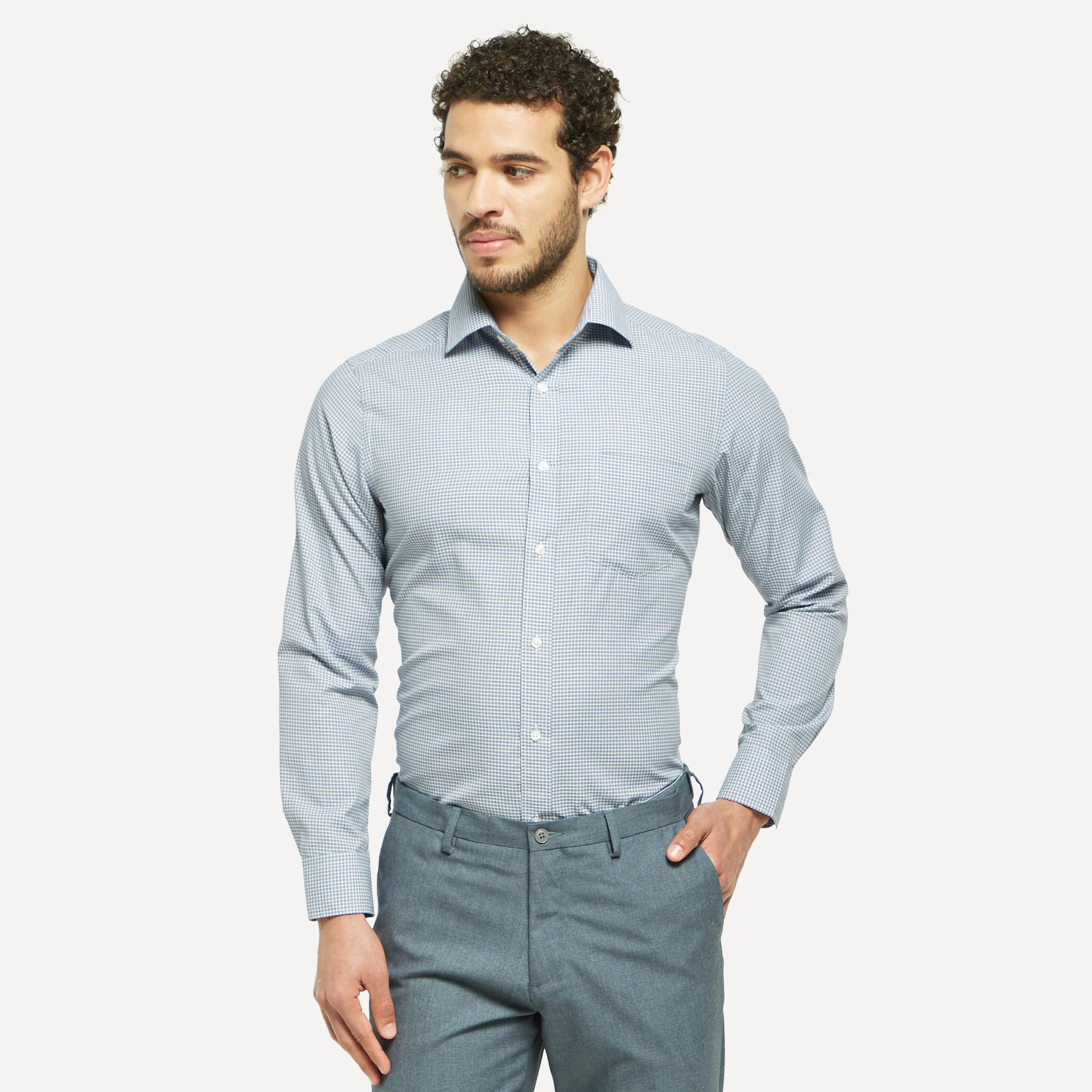 Checked Infinity Shirt with Long Sleeves and Chest Pocket-men-clothing-shirts-image-1