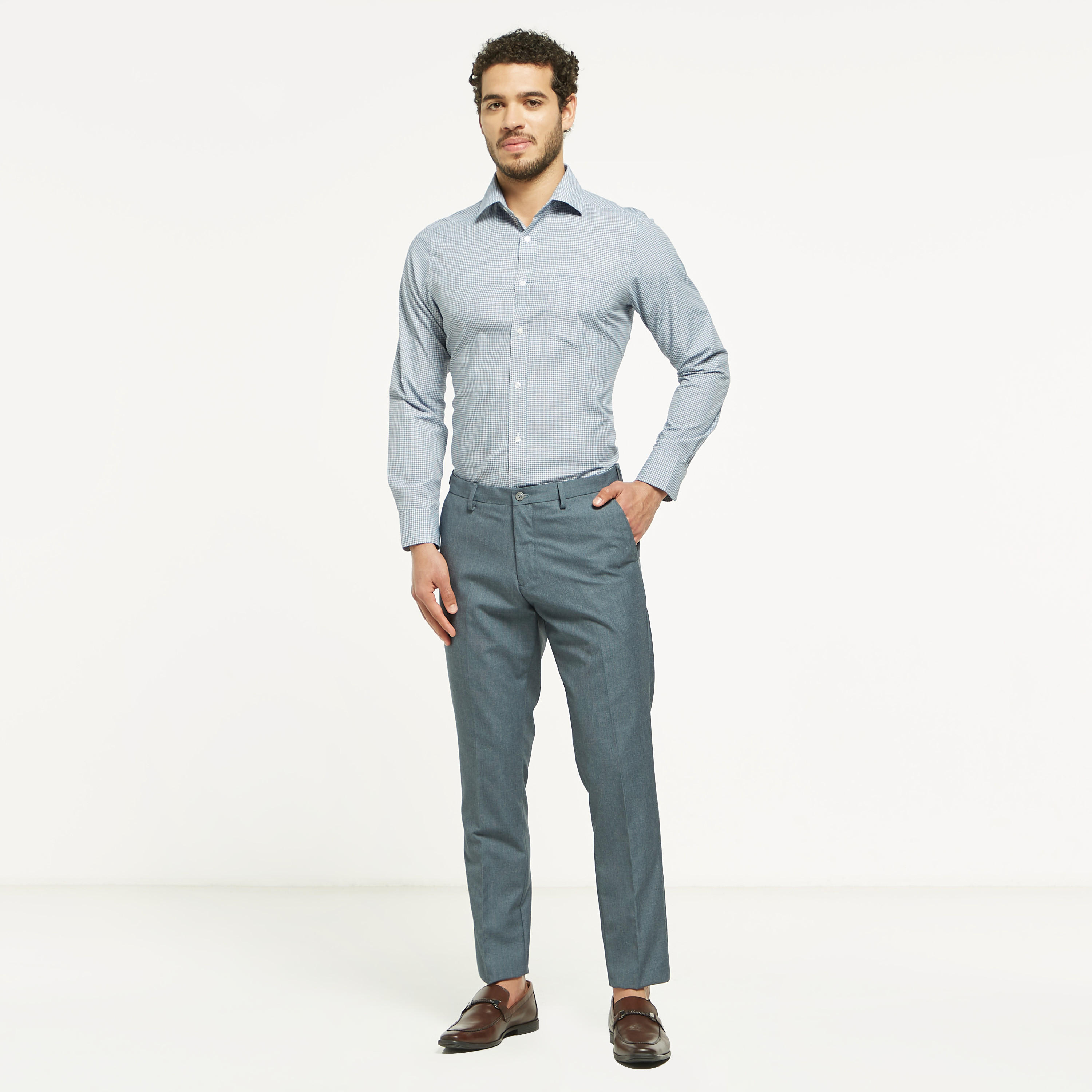 Checked Infinity Shirt with Long Sleeves and Chest Pocket-men-clothing-shirts-image-2