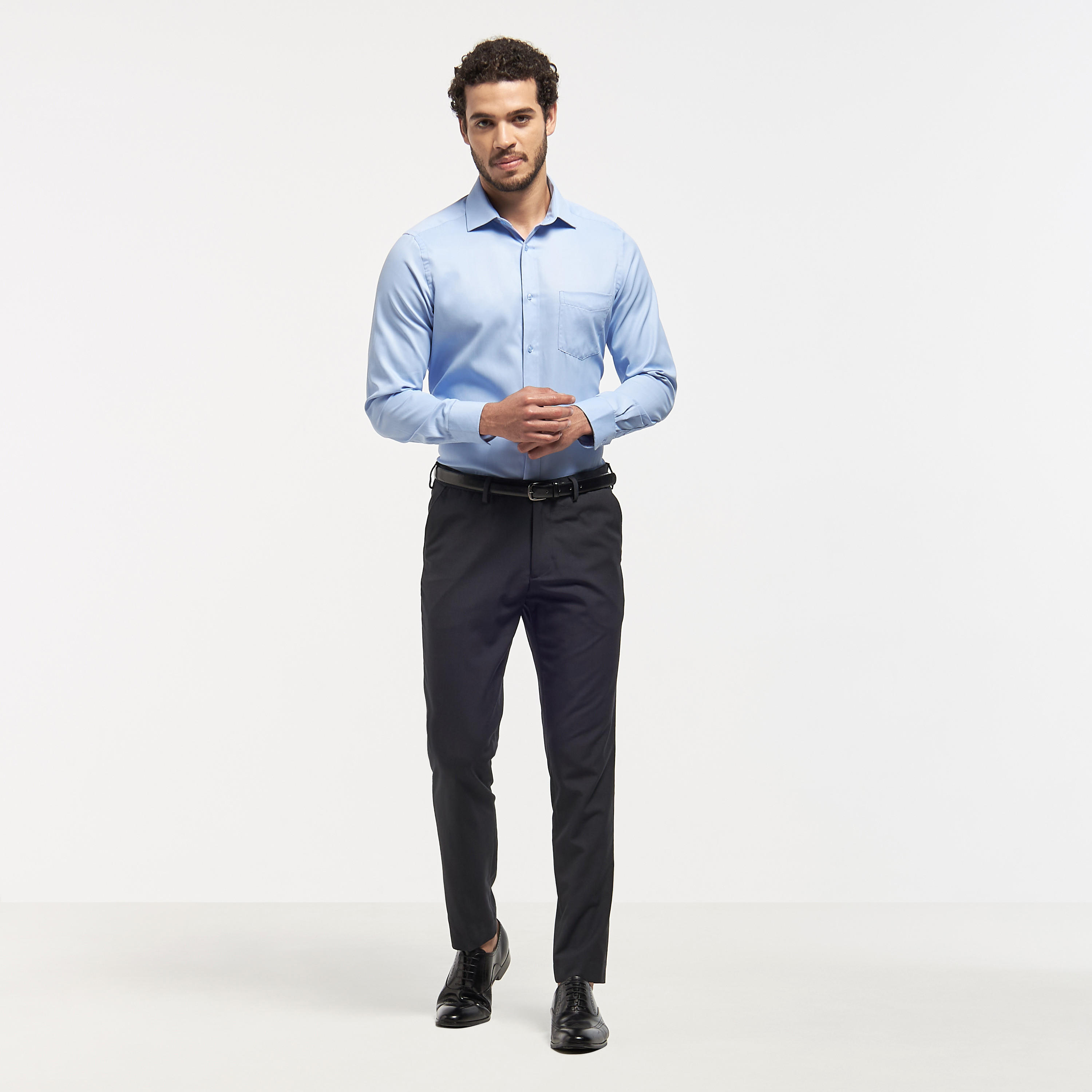 قميص سادة سهل الكي بأكمام طويلة-men-clothing-shirts-image-2