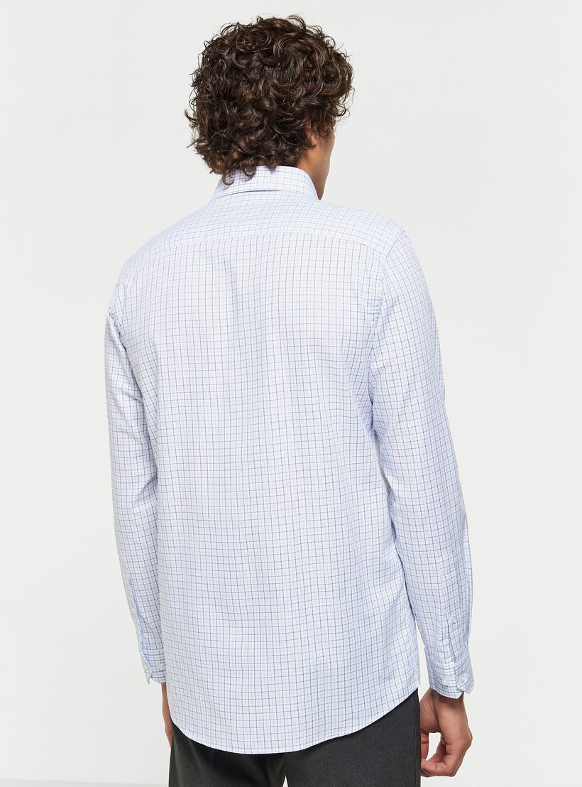 قميص كاروهات بأكمام طويلة وياقة عادية-men-clothing-shirts-image-2