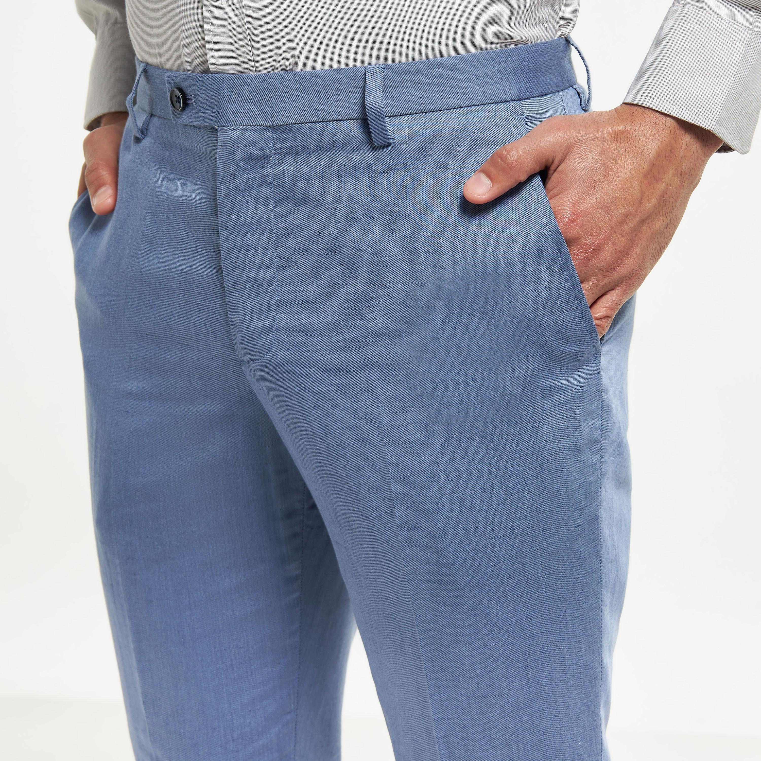 بنطلون سادة بقصّة عادية مع جيوب-men-clothing-bottoms-trousersandchinos-trousers-image-1