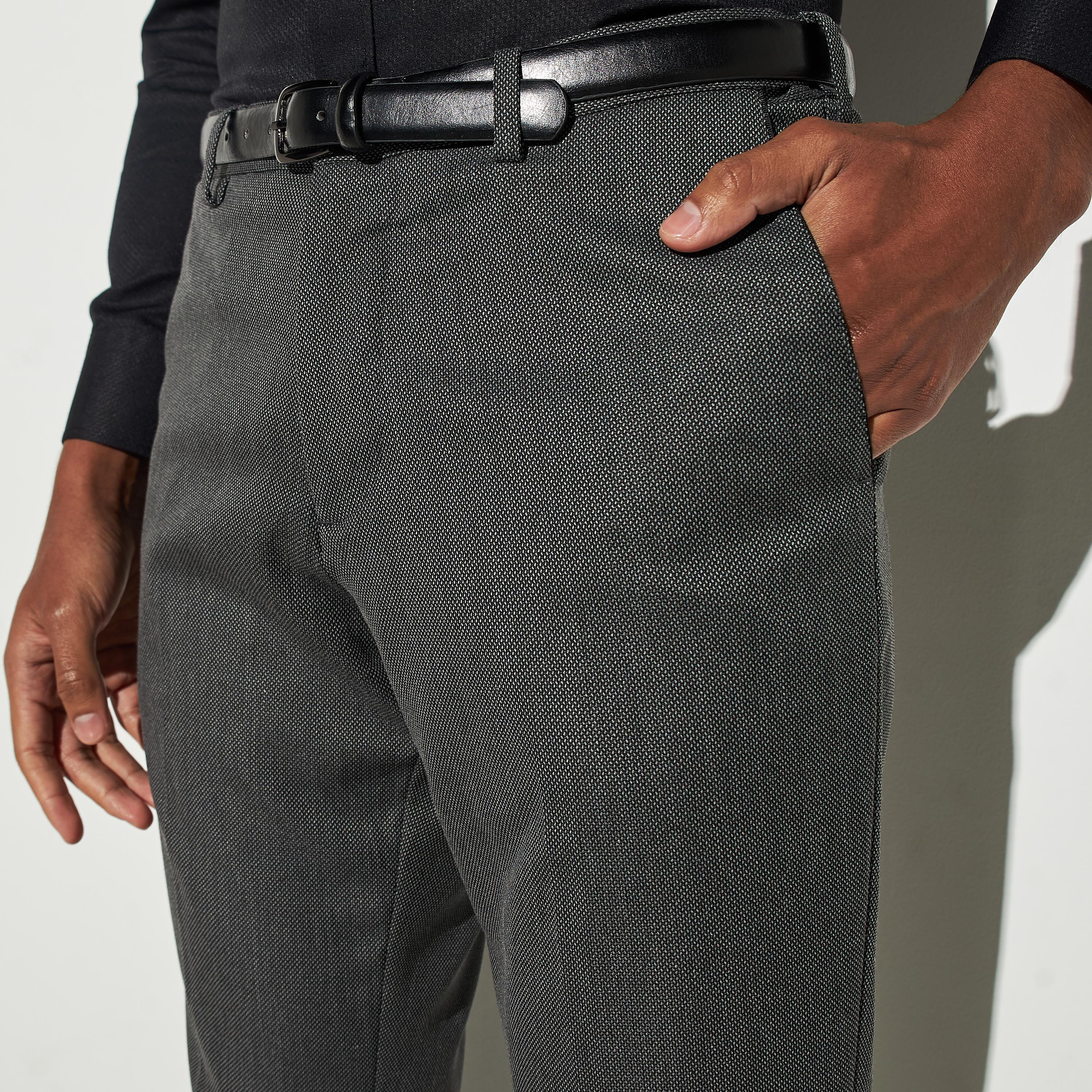 Textured Belted Formal Trousers with Pockets-men-clothing-bottoms-trousersandchinos-trousers-image-4