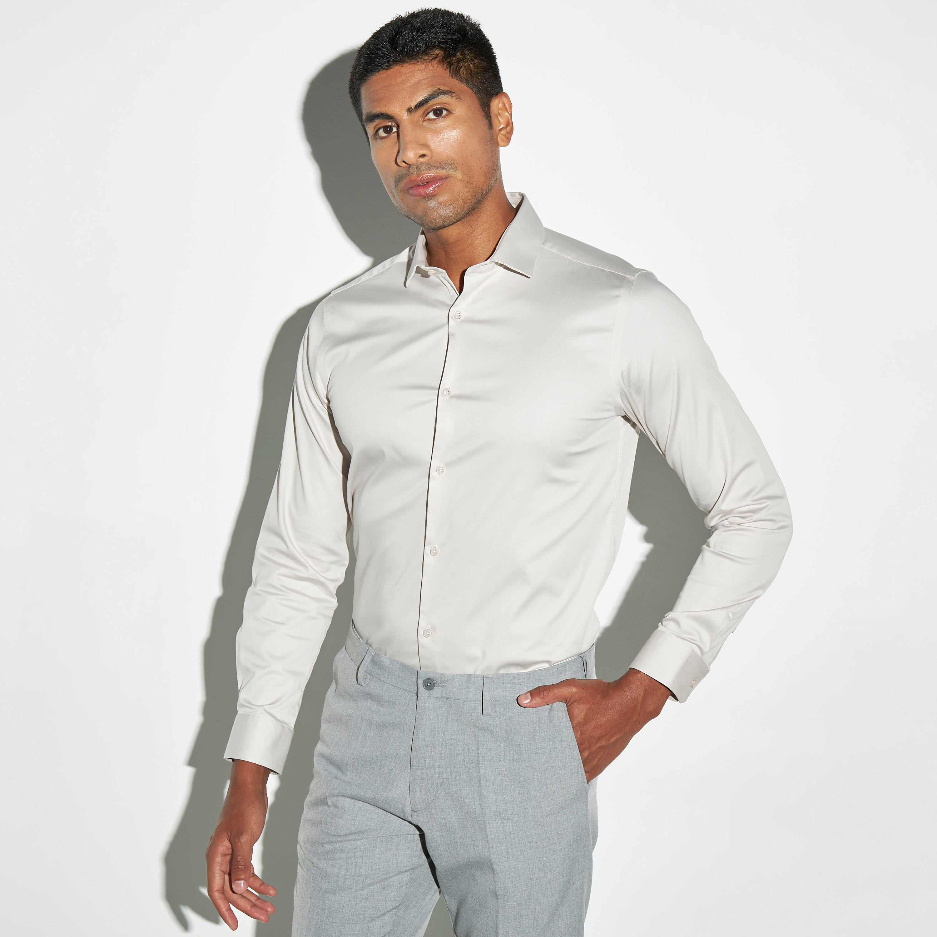 Slim Fit Solid Shirt with Long Sleeves-men-clothing-shirts-image-1