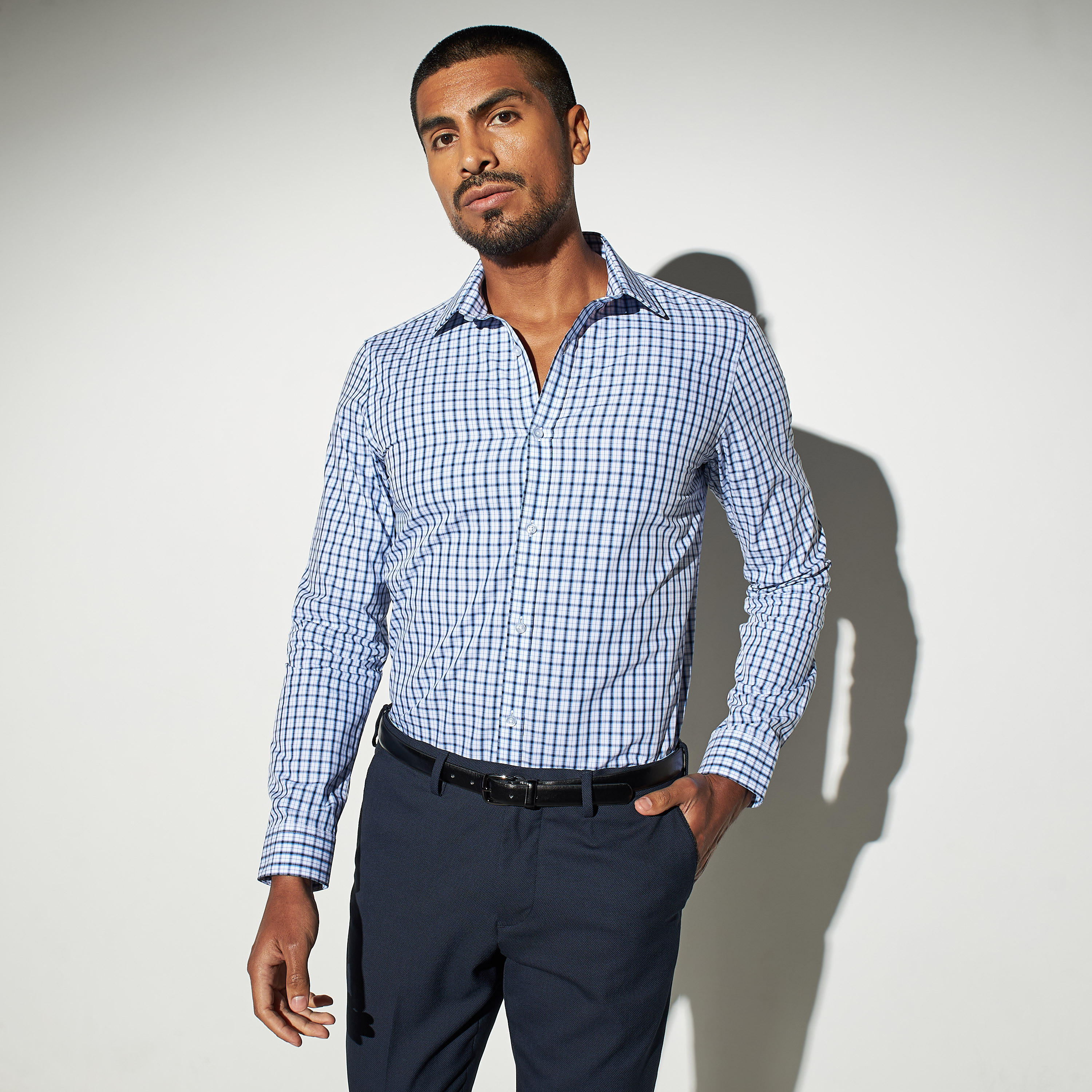 Checked Formal Shirt with Long Sleeves-men-clothing-shirts-image-1