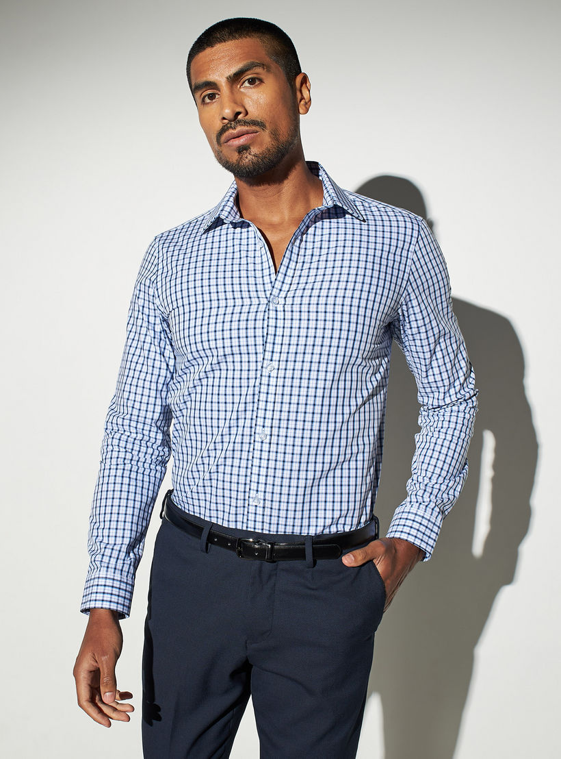 Checked Formal Shirt with Long Sleeves-men-clothing-shirts-image-1