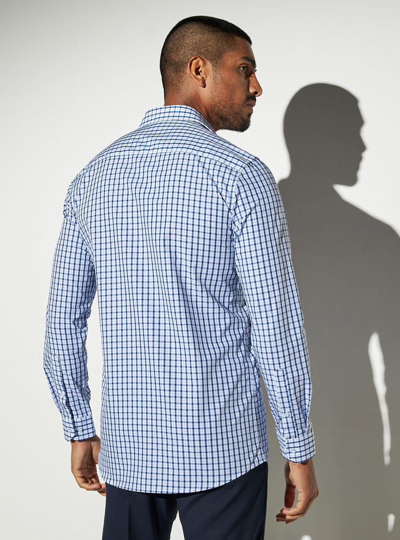 Checked Formal Shirt with Long Sleeves-men-clothing-shirts-image-3