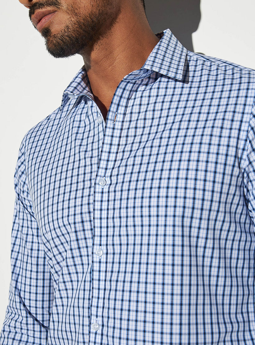 Checked Formal Shirt with Long Sleeves-men-clothing-shirts-image-4