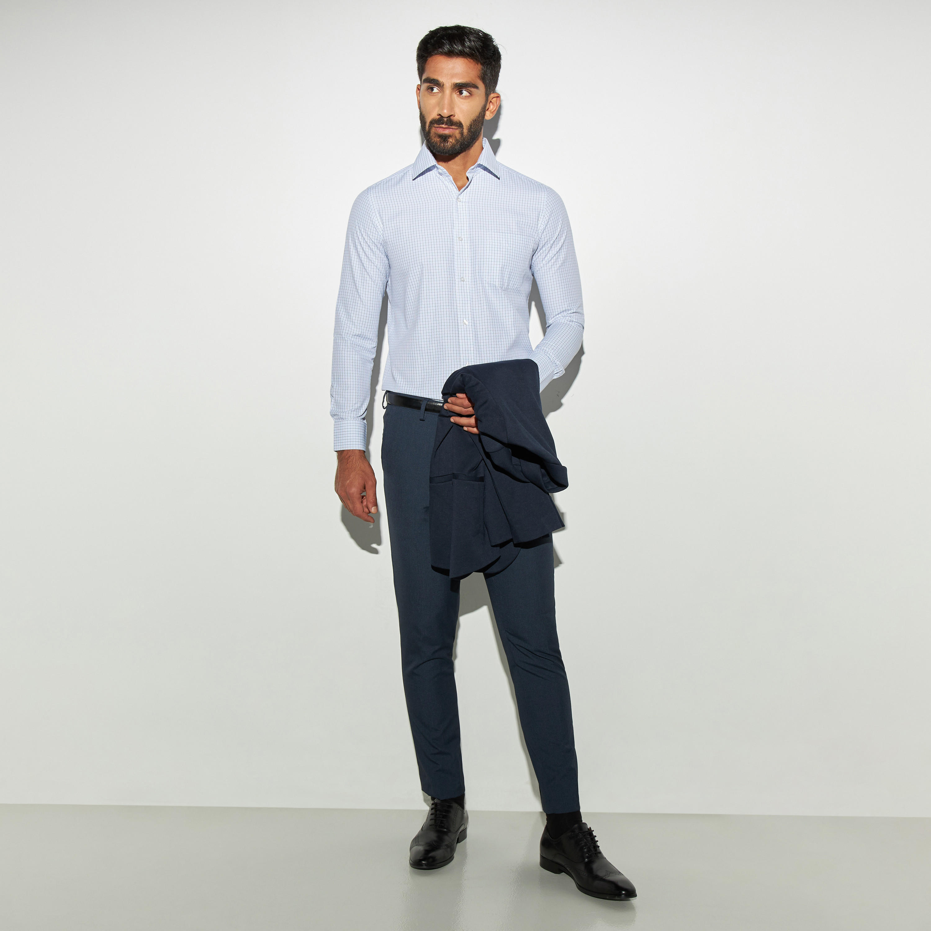 قميص سهل الكي كاروهات بجيب وأكمام طويلة-men-clothing-shirts-image-2