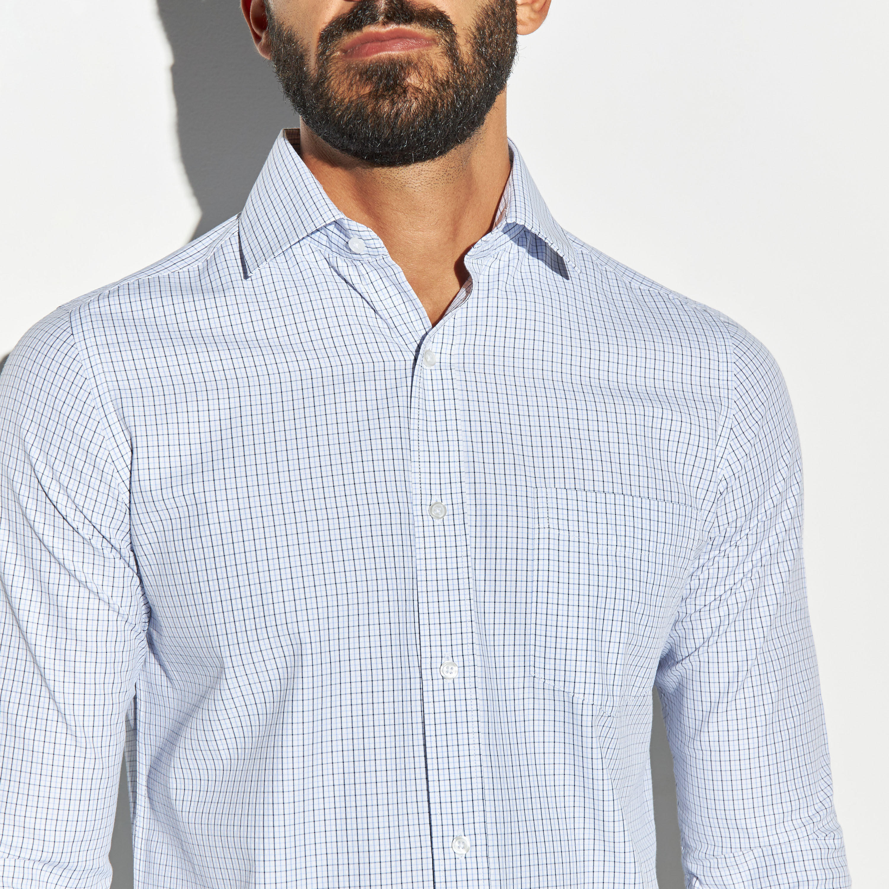 قميص سهل الكي كاروهات بجيب وأكمام طويلة-men-clothing-shirts-image-4
