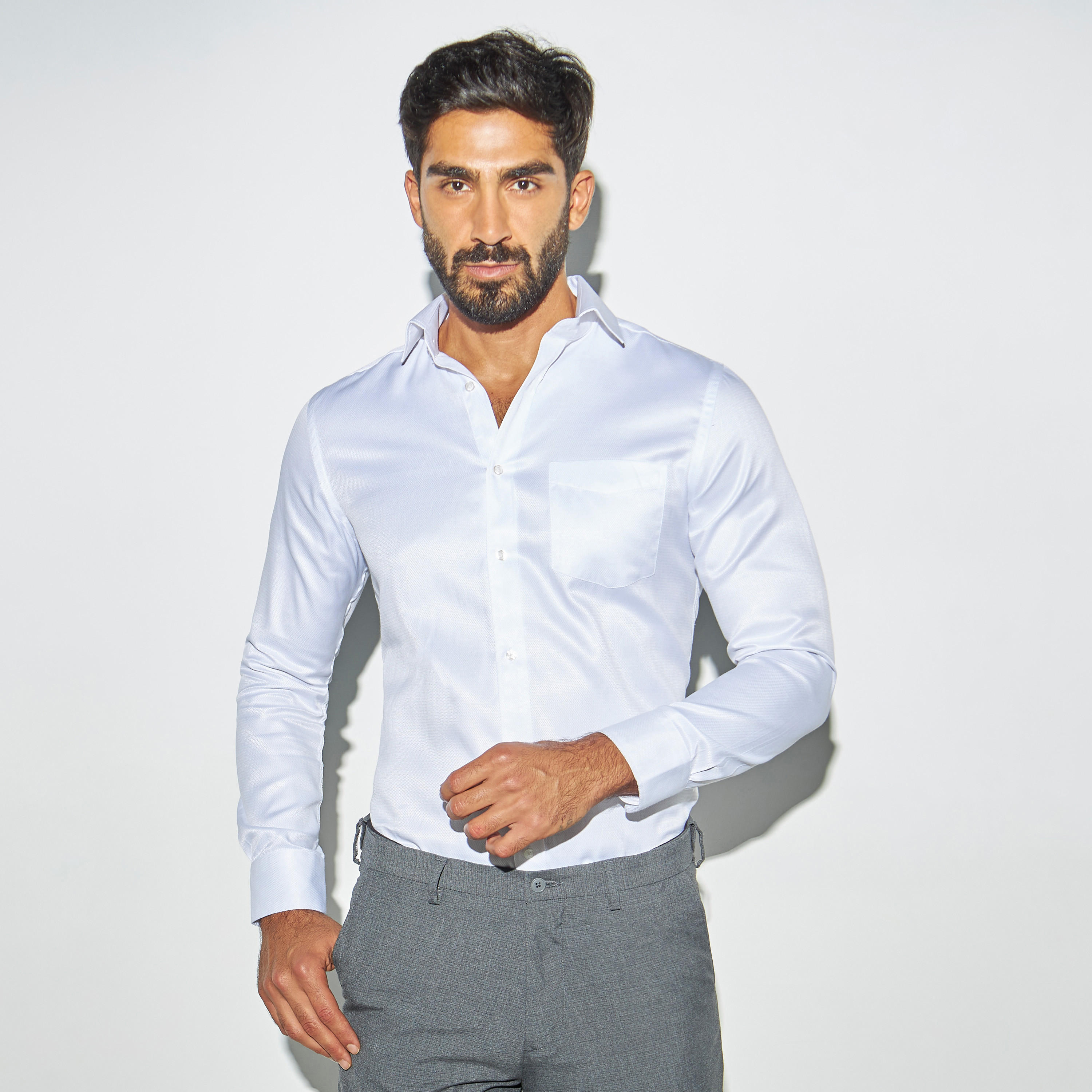 Solid Easy Iron Shirt with Long Sleeves and Pocket-men-clothing-shirts-image-1