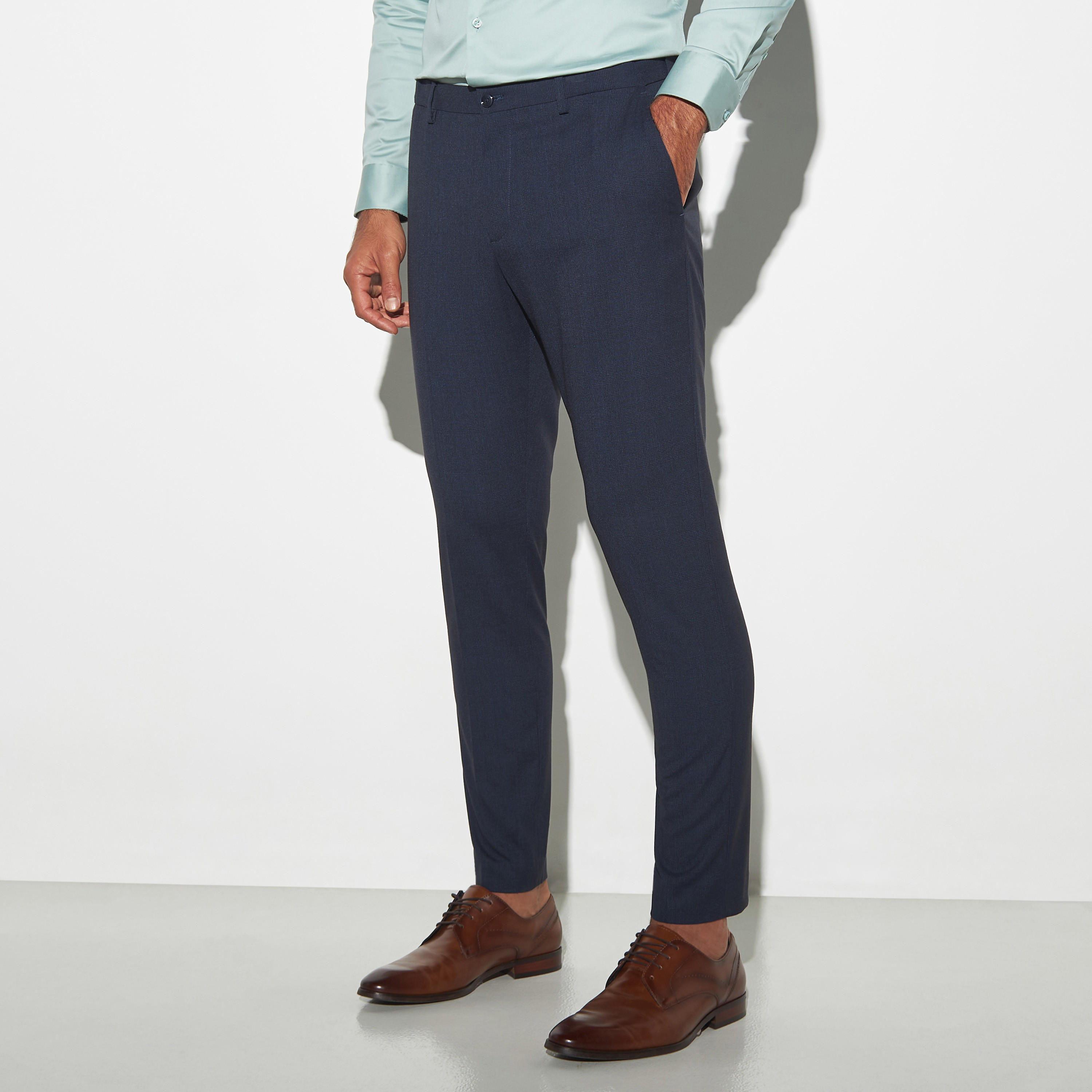 Checked Formal Regular Fit Trousers with Pockets-men-clothing-bottoms-trousersandchinos-trousers-image-1