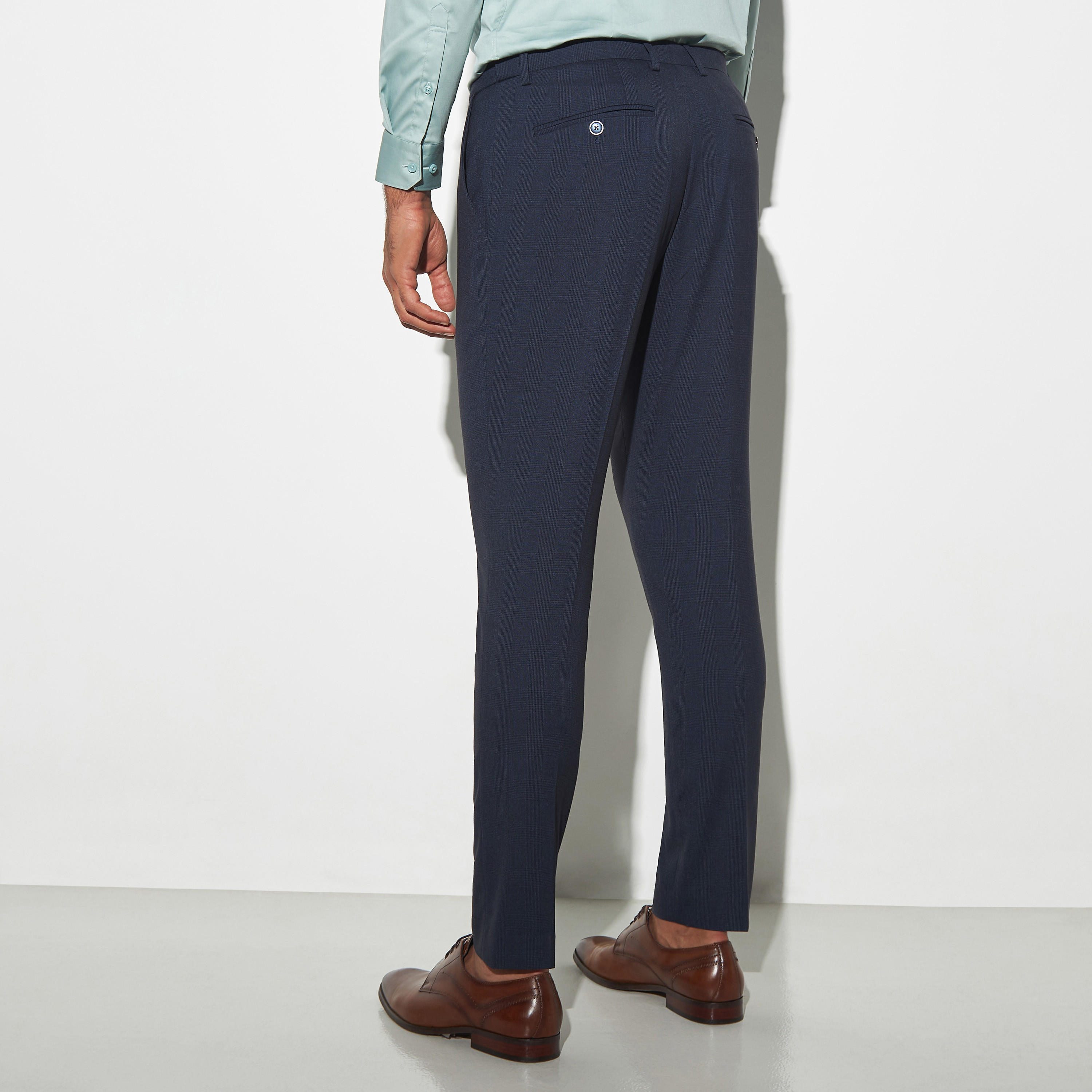 Checked Formal Regular Fit Trousers with Pockets-men-clothing-bottoms-trousersandchinos-trousers-image-2