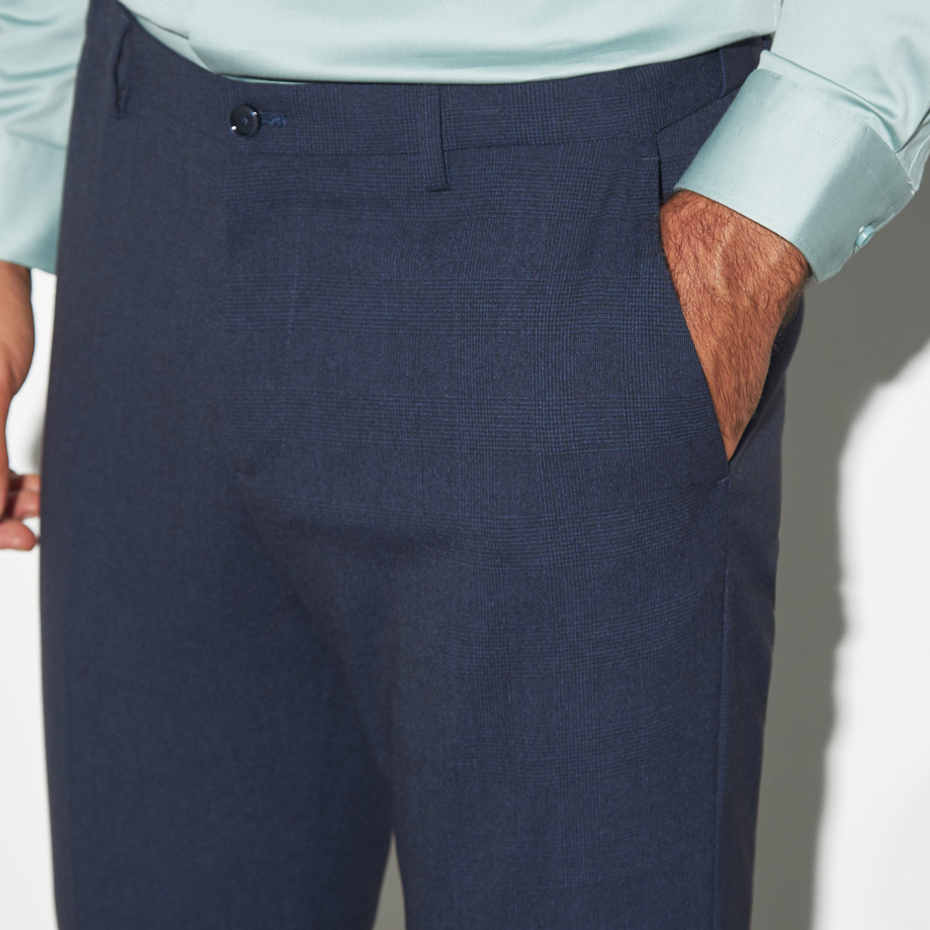 Checked Formal Regular Fit Trousers with Pockets-men-clothing-bottoms-trousersandchinos-trousers-image-3