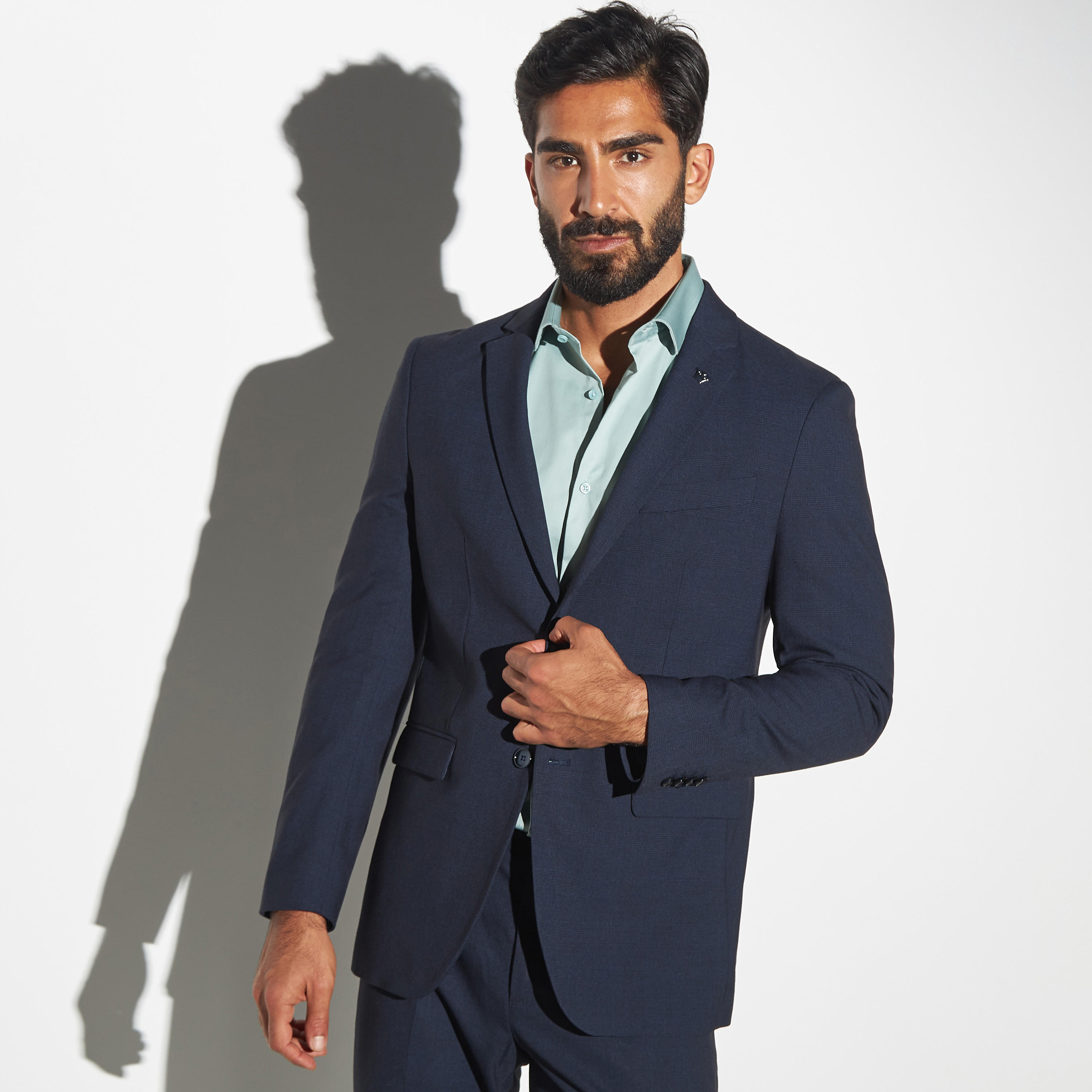 Checked Blazer with Notch Lapel and Pockets-men-winterwear-jacketsandblazers-image-1