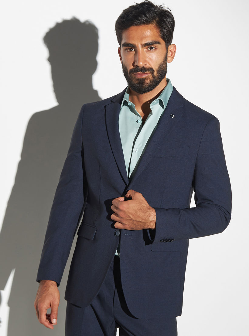 Checked Blazer with Notch Lapel and Pockets-men-winterwear-jacketsandblazers-image-1