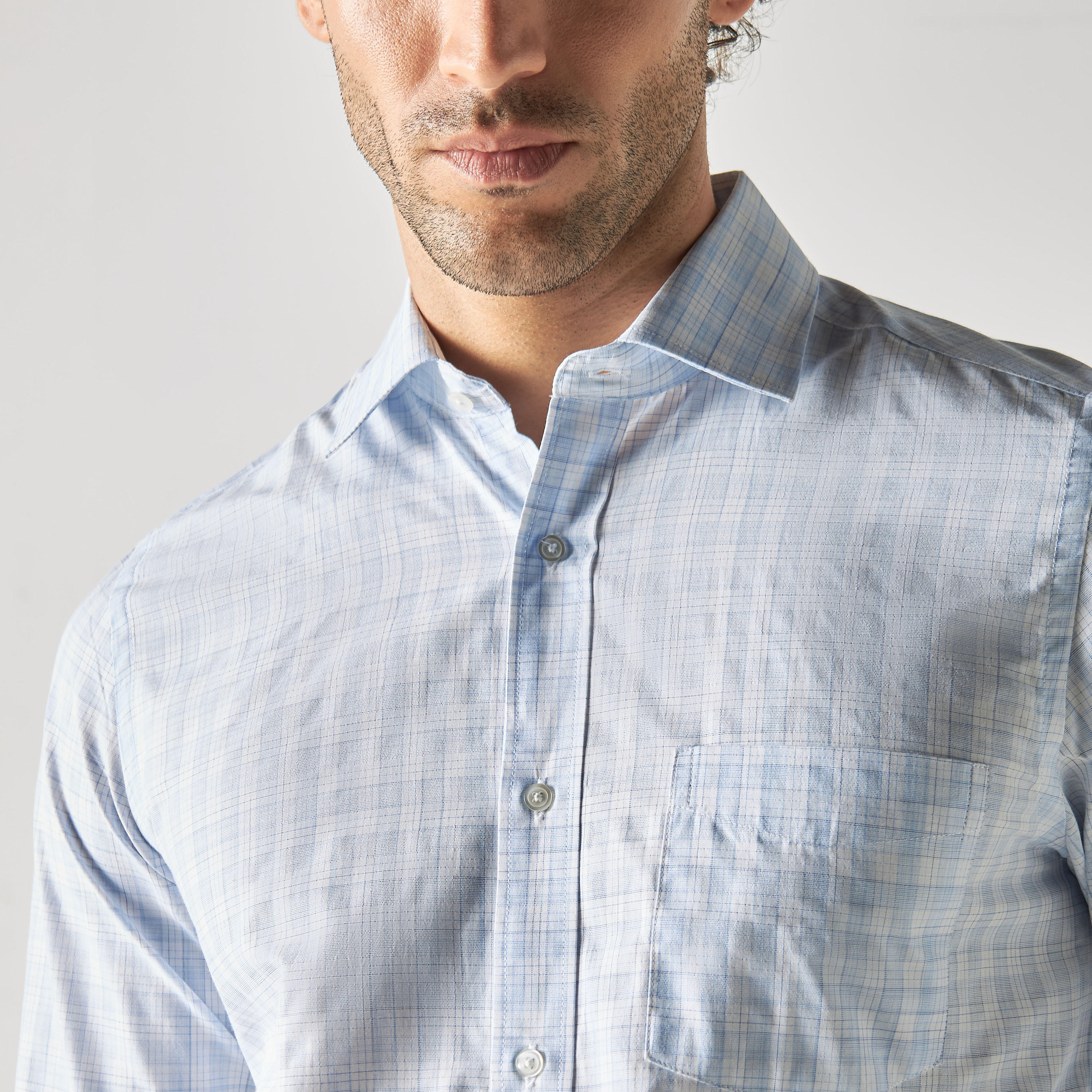 قميص سهل الكي كاروهات بجيب وأكمام طويلة-men-clothing-shirts-image-4