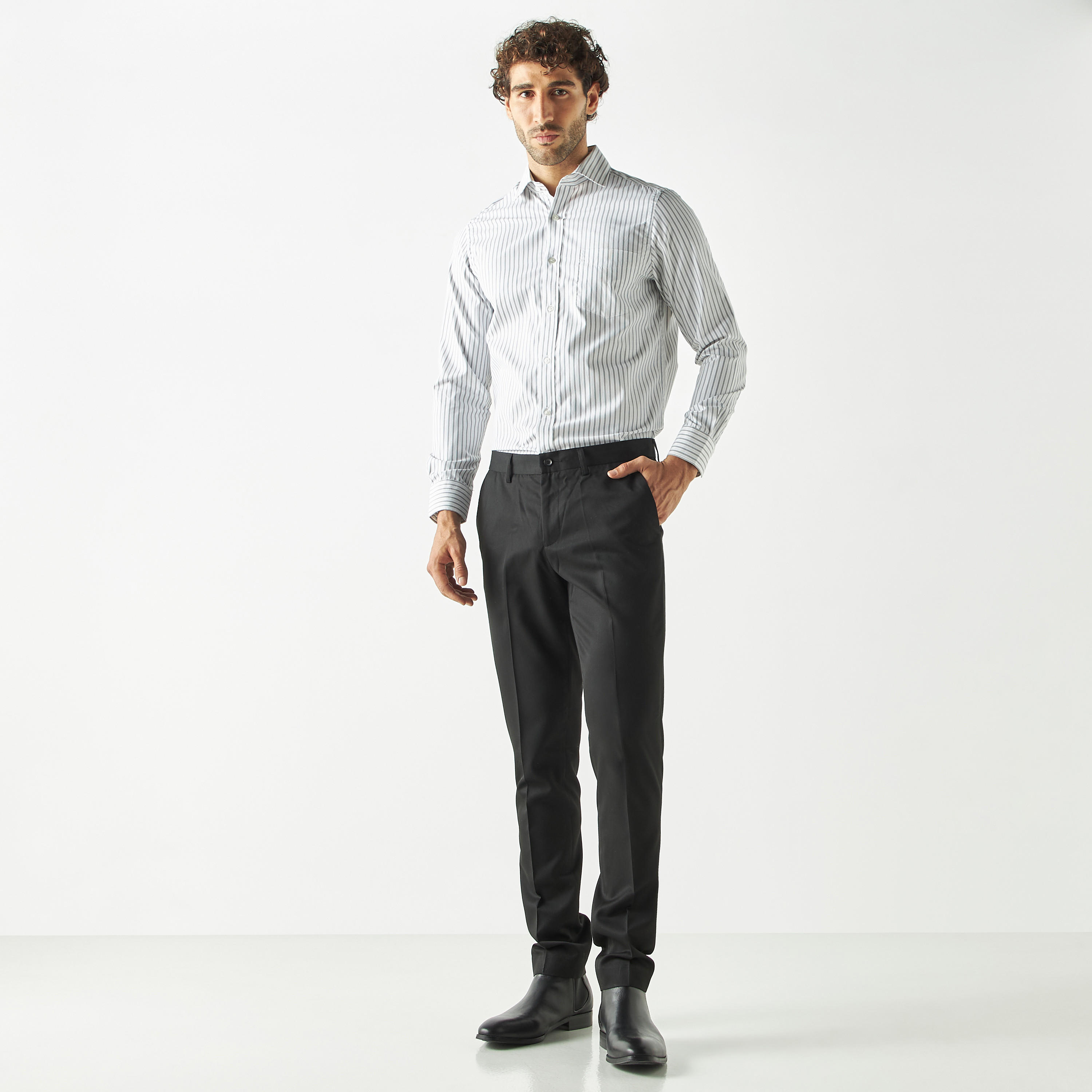 قميص مخطط سهل الكي بجيب وأكمام طويلة-men-clothing-shirts-image-2